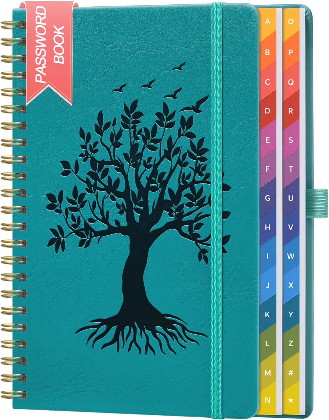 Detalle de ZXHQ Password Book, 5.8" x 8.4", A–Z Tabs, 120 GSM Paper & Twin-Wire Binding