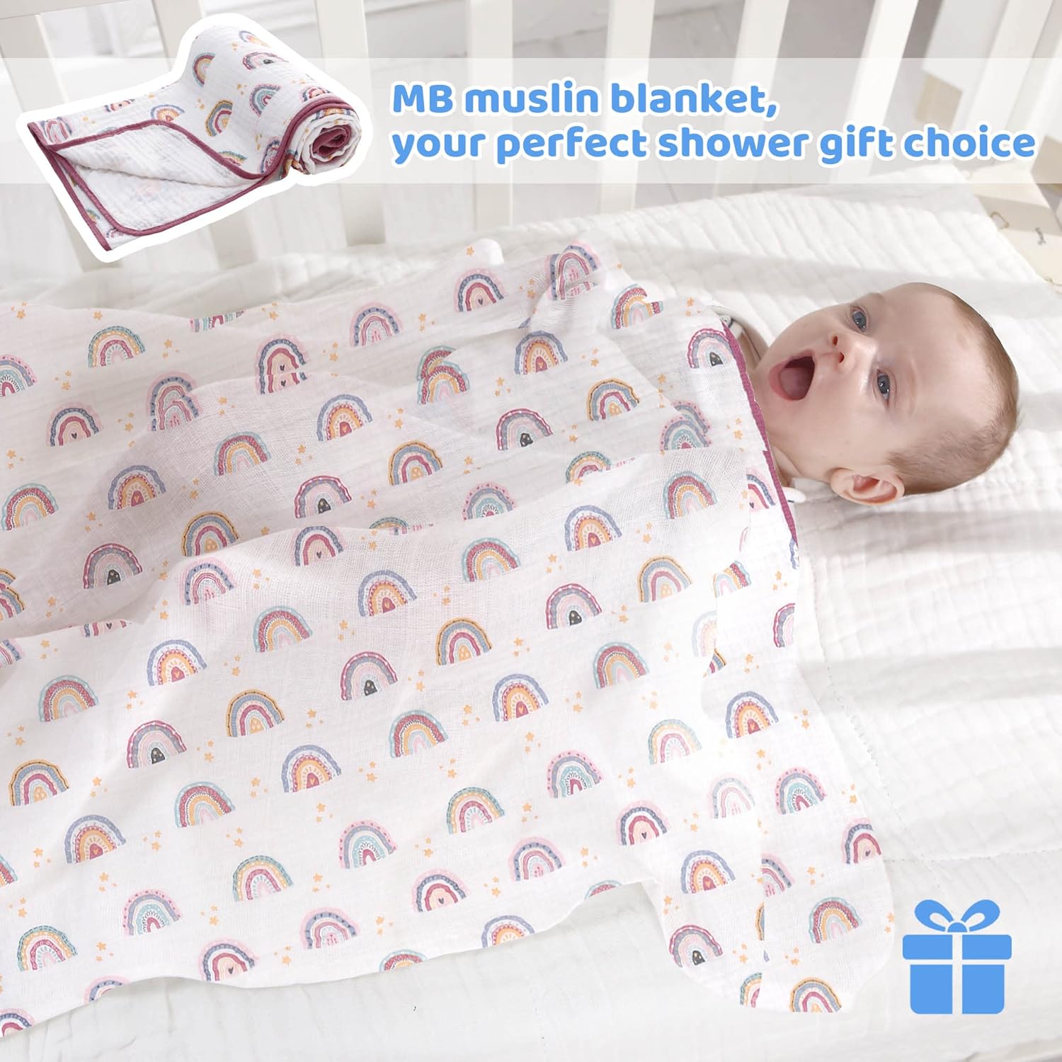 Thumbnail 6 de Miracle Baby Musselin Decke Sommer – Puck- und Krabbeldecke aus Baumwolle, 150 cm Länge