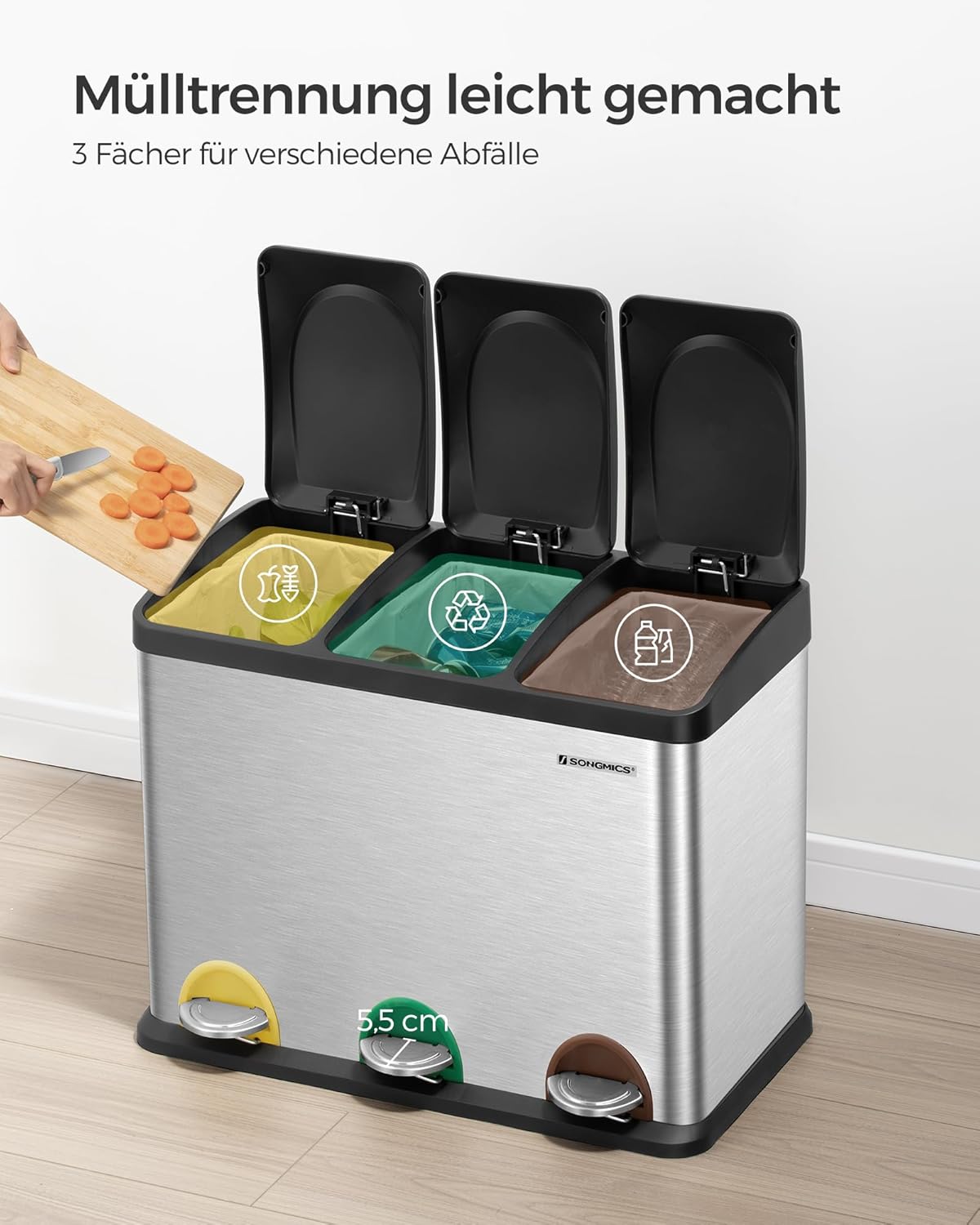 Detalle de SONGMICS LTB45L MĂĽlleimer 45 L đź—‘