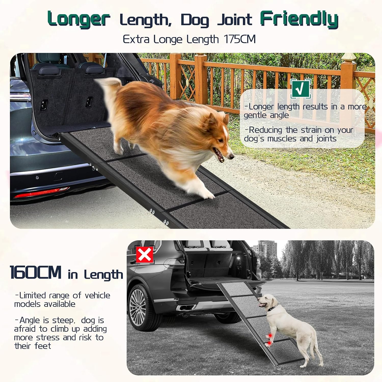 Detalle 2 de Longest 180cm & Widest 50cm Folding Dog Car Ramp for Large Dogs