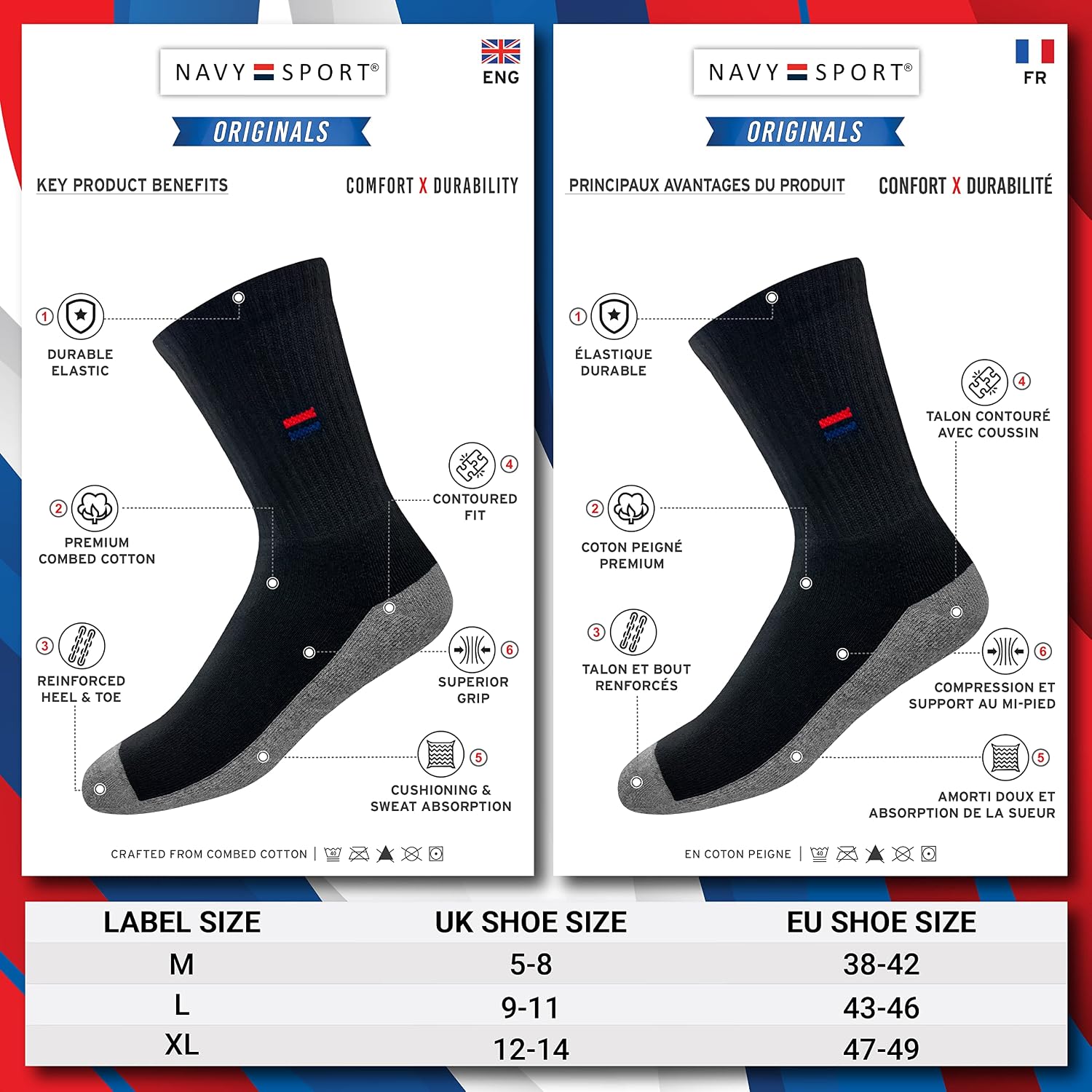 Thumbnail 1 de NAVYSPORT 5 paia calzini uomo sport spugna