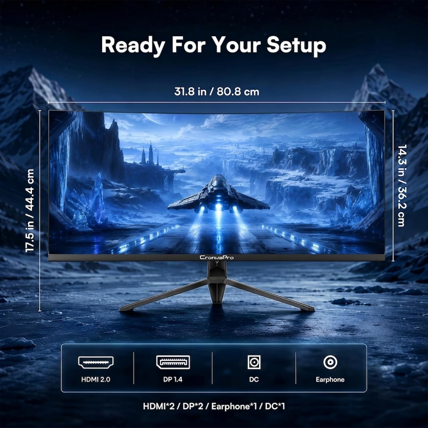 Thumbnail 6 de CronusPro 34 Inch Ultrawide Curved Gaming Monitor (UWQHD 3440x1440) – 165Hz, 1ms MPRT, 1500R Curved, FreeSync Premium