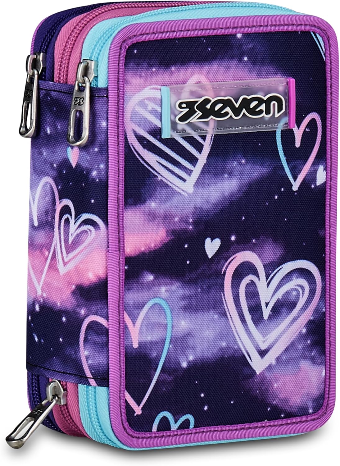 Detalle de Seven Astuccio 3 scomparti rosa con triplo comparto e set da 44 pezzi