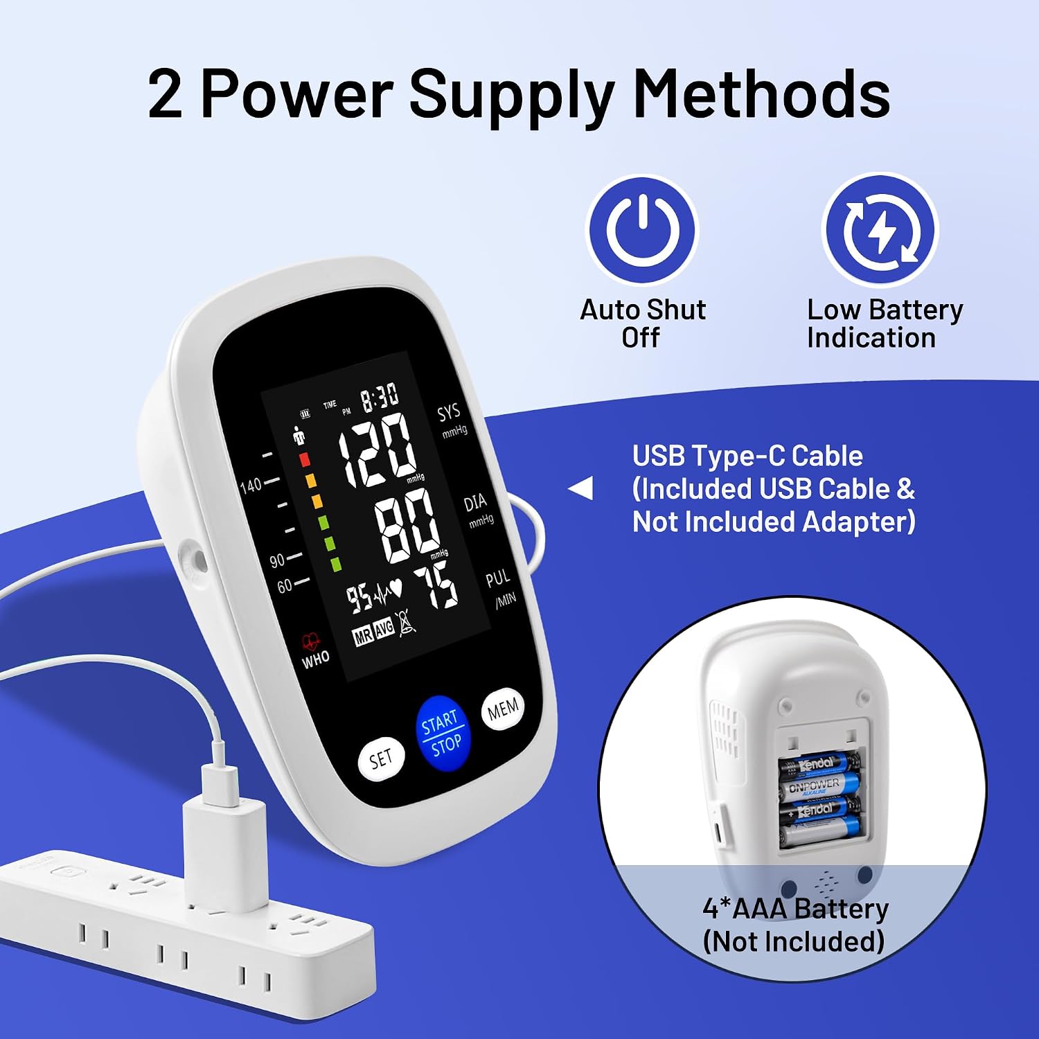 Detalle de REDIVN BSX568 Upper Arm Blood Pressure Monitor with Backlit LCD and Dual-User Memory