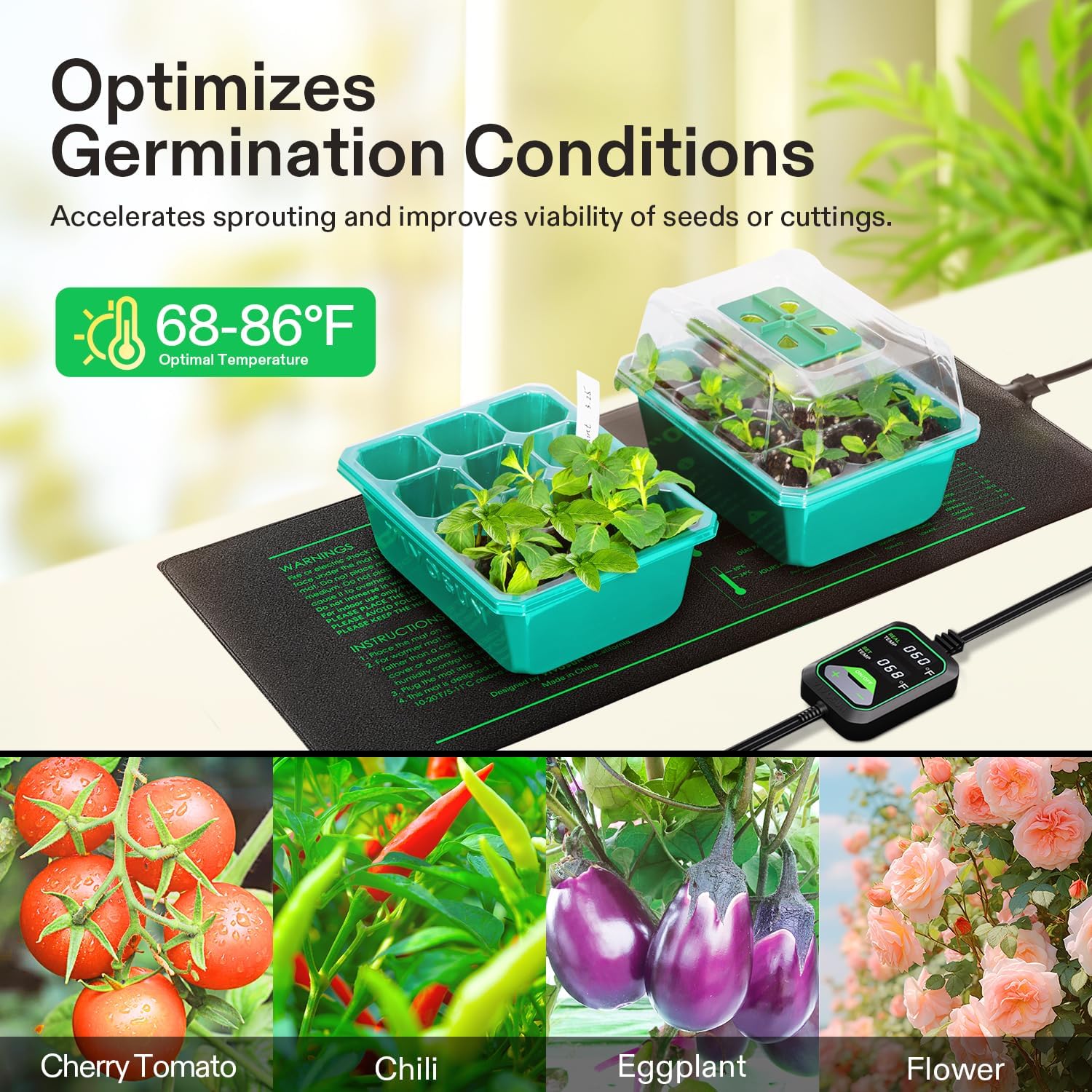 Thumbnail 5 de VIVOSUN tappetino riscaldante per piantine 52x122 cm con regolatore termostatico digitale