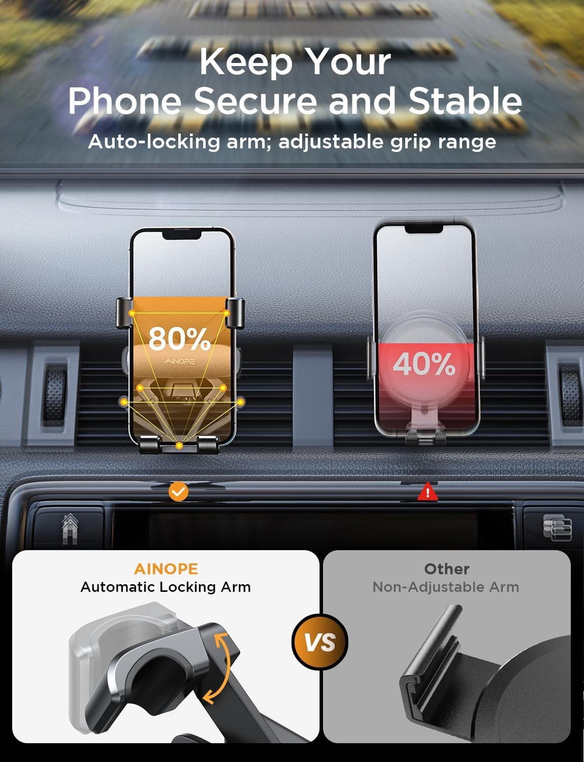 Detalle de AINOPE 2025 Gravity Car Phone Holder 4–7"