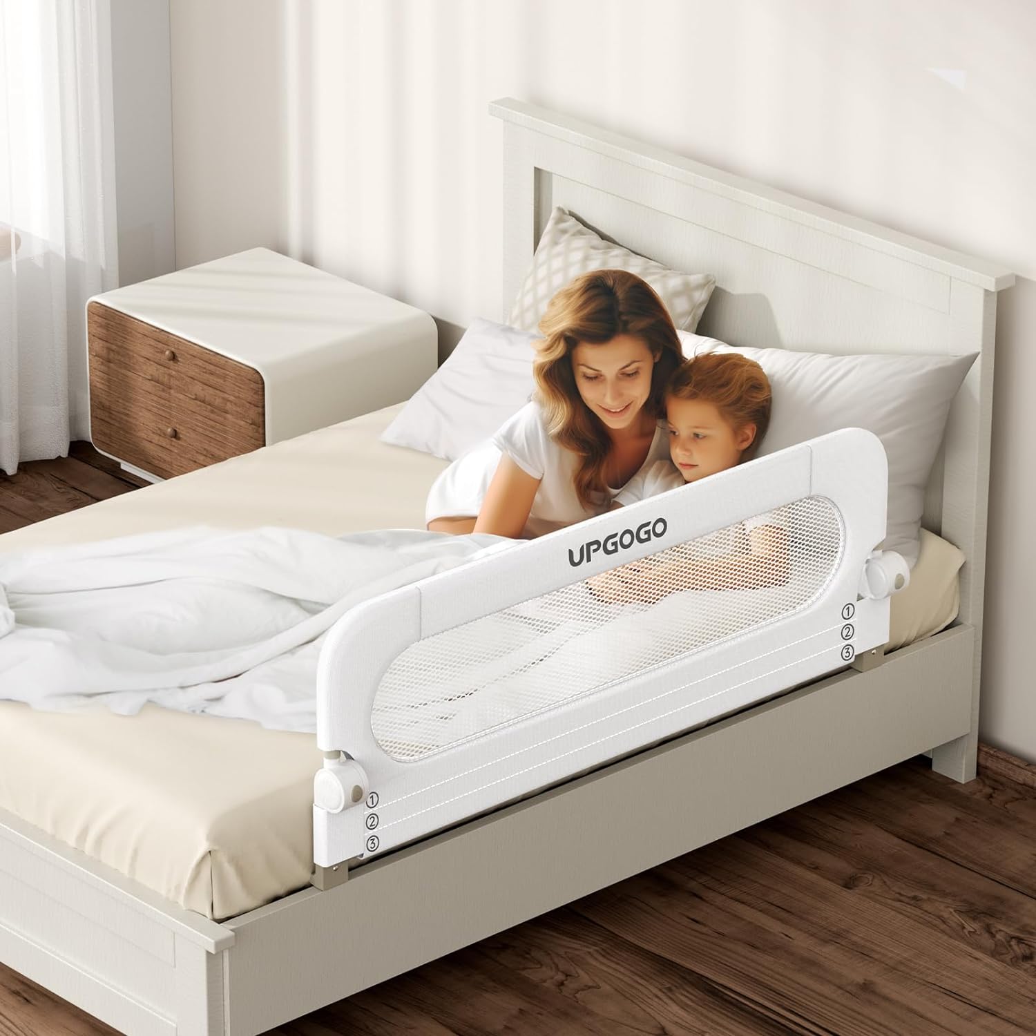 Thumbnail 6 de UPGOGO G2 Folding Toddler Bed Rail, White, 43-Inch with U-Shaped Base