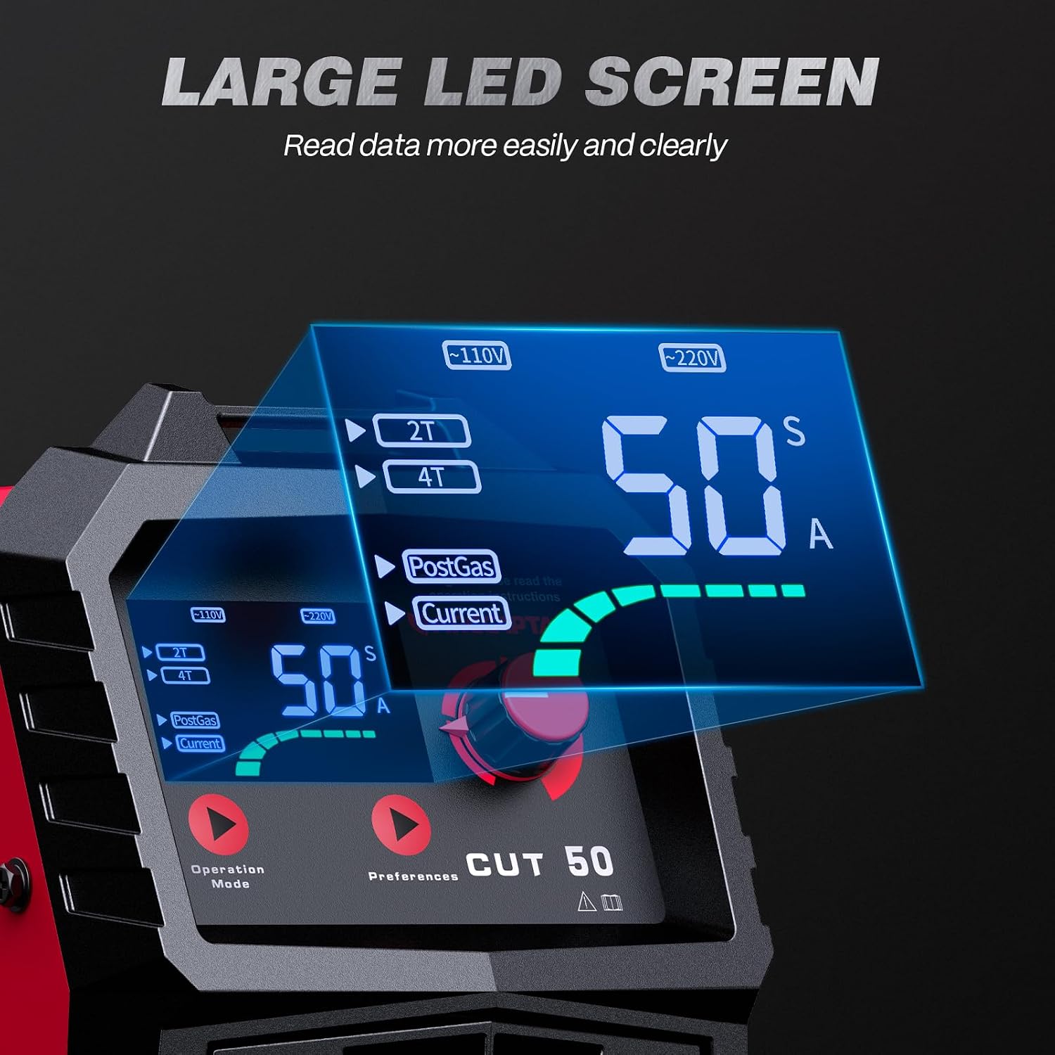 Detalle 1 de ARCCAPTAIN CUT50 Plasma Cutter, 50A Dual Voltage, LED Display, 1/2-Inch Clean Cut