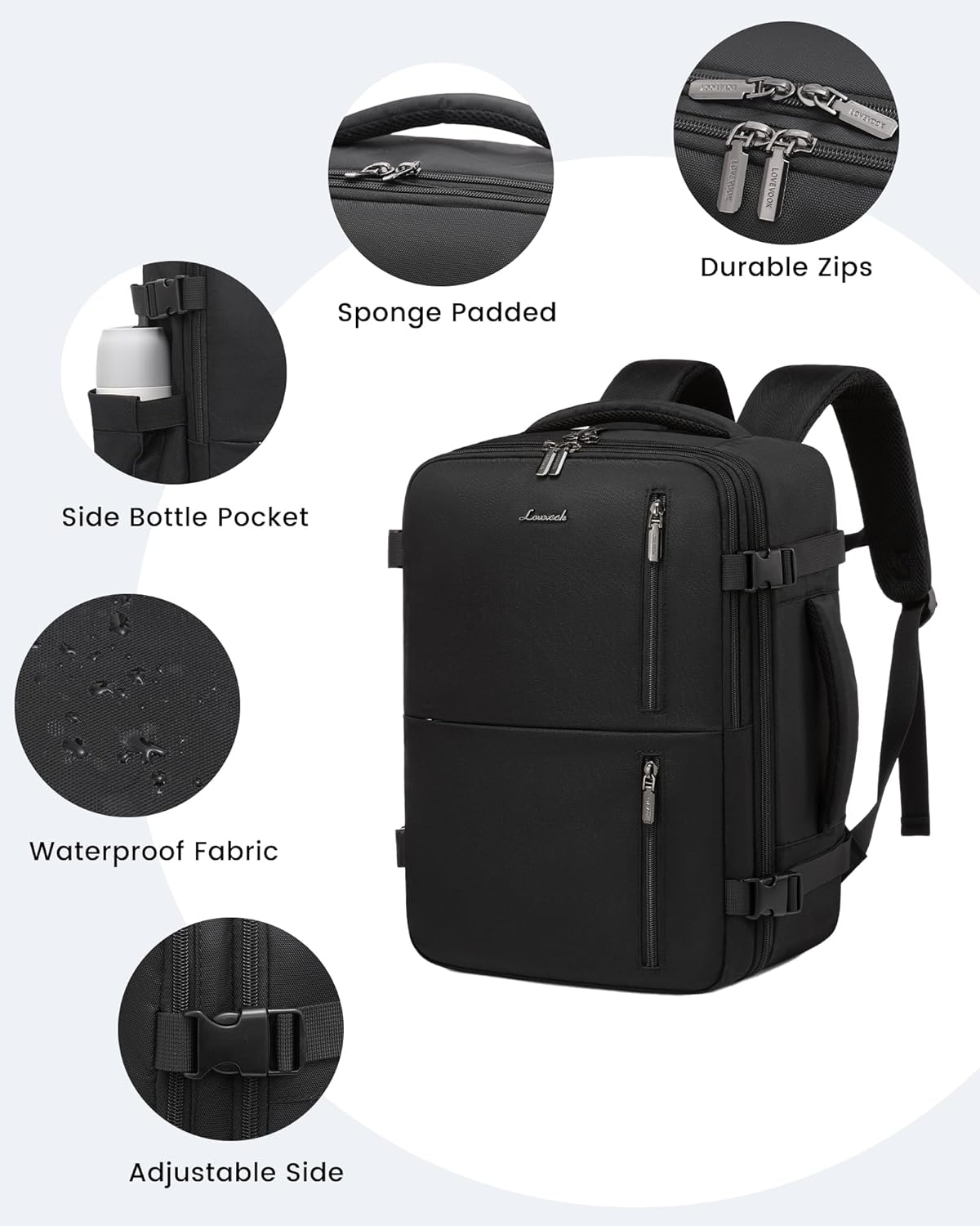 Thumbnail 5 de LOVEVOOK Ryanair Cabin Bags 40x30x20 Travel Backpack Underseat