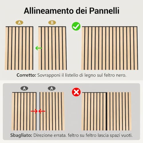 Thumbnail 6 de TONOR Set da 4 Pannelli Decorativi in Legno per Parete – 60 x 30 cm, 0,72 m², Pannelli Fonoassorbenti 3D in Rovere