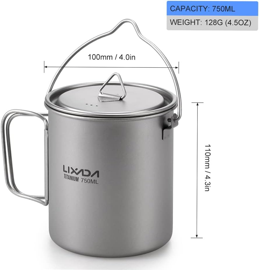 Thumbnail 5 de Lixada Titanium Töpfchen 900 ml Ultraleicht