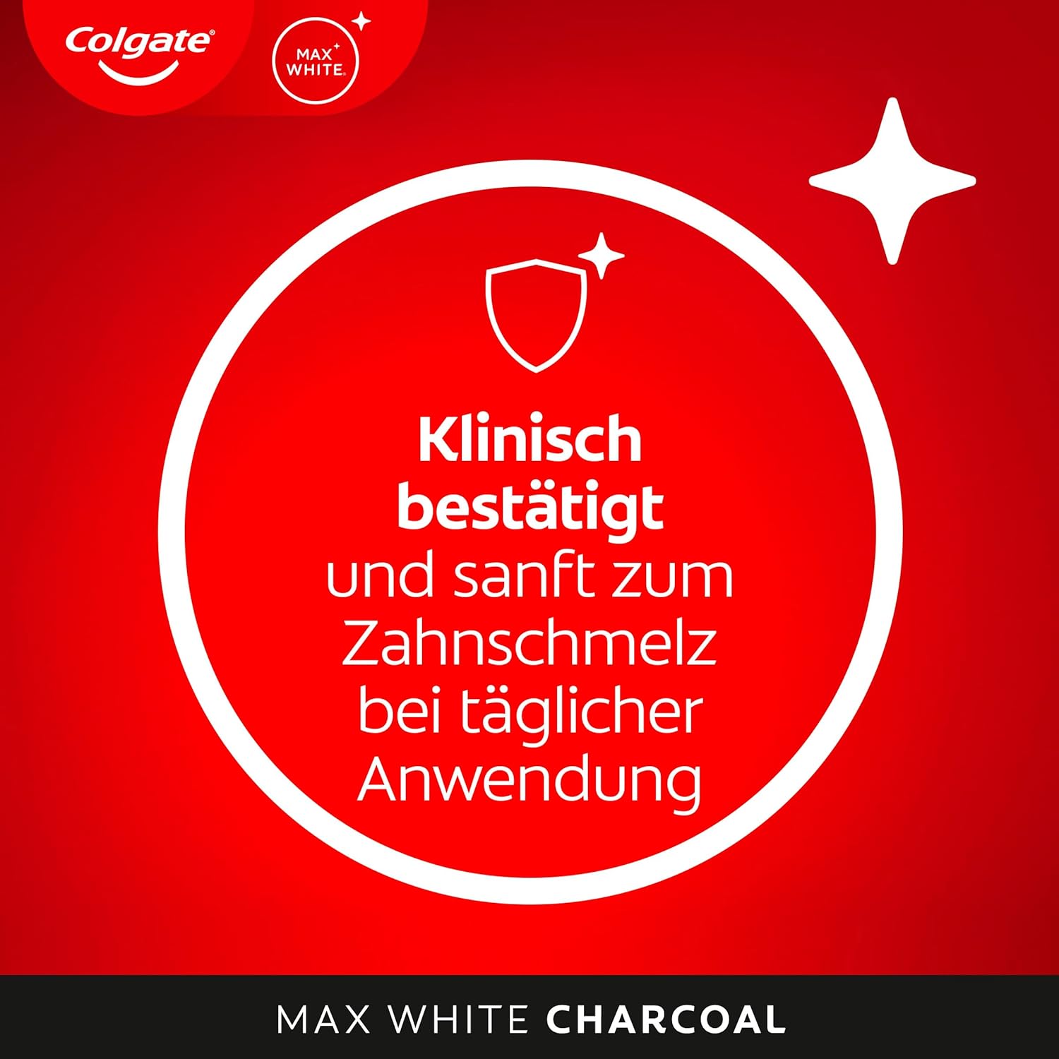 Detalle de Colgate Max White Charcoal Zahnpasta 4x75 ml – Aktivkohle, entfernt oberflächliche Verfärbungen