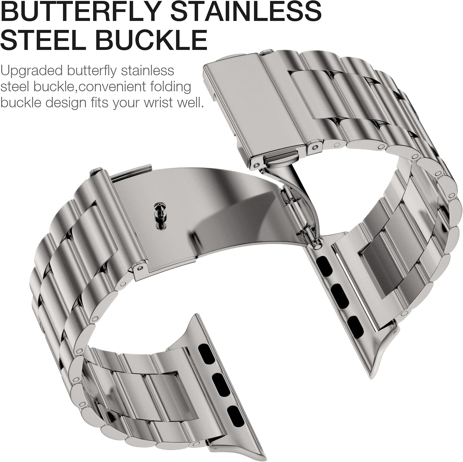 Detalle 2 de OULUOQI Stainless Steel Apple Watch Band for 38–49mm