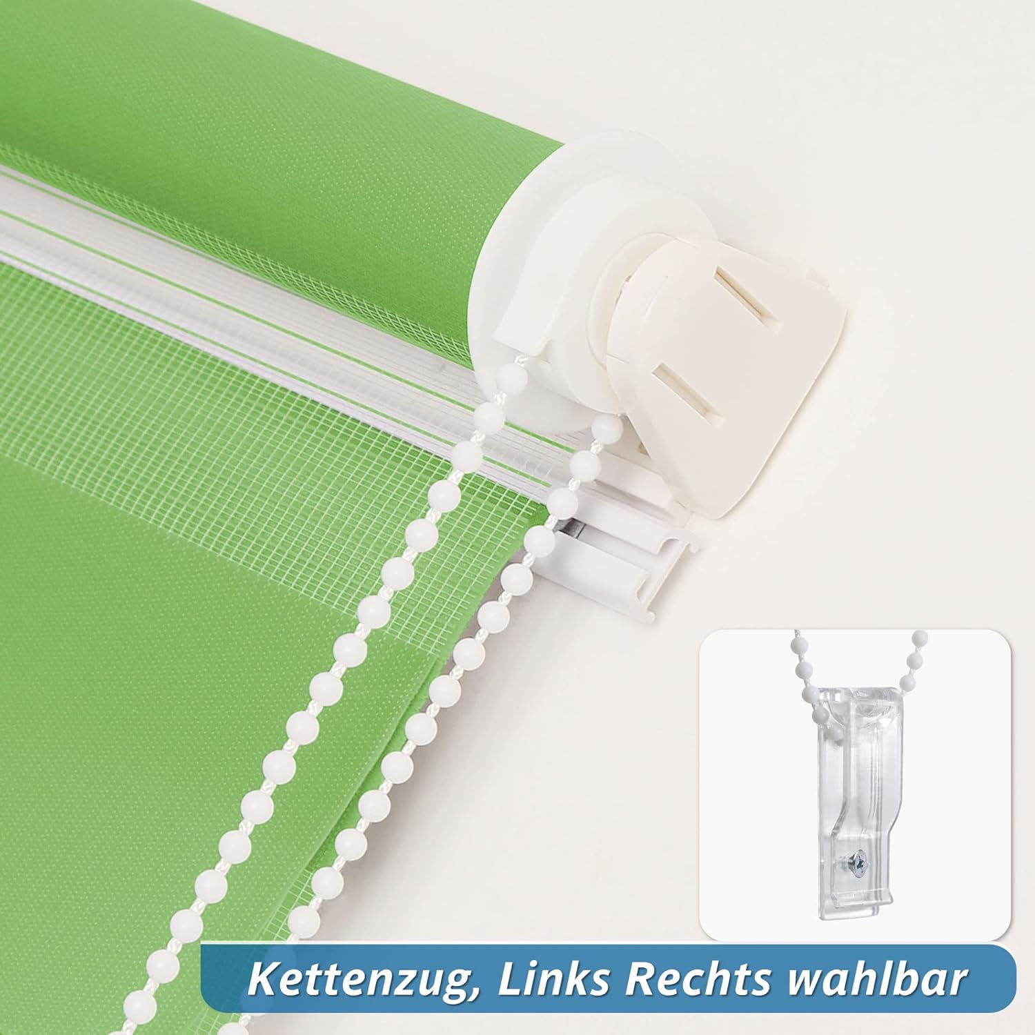 Thumbnail 3 de bobodeco Doppelrollo klemmfix ohne Bohren – Duo Rollos für Fenster mit Klemmträger, Grün, 60 x 150 cm (Stoffbreite 60 cm)