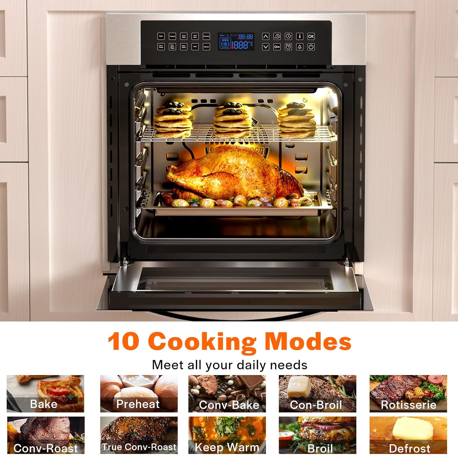 Detalle 1 de Empava 24 Inch Electric Single Wall Oven, 2.3 cu. ft., True Convection & Rotisserie