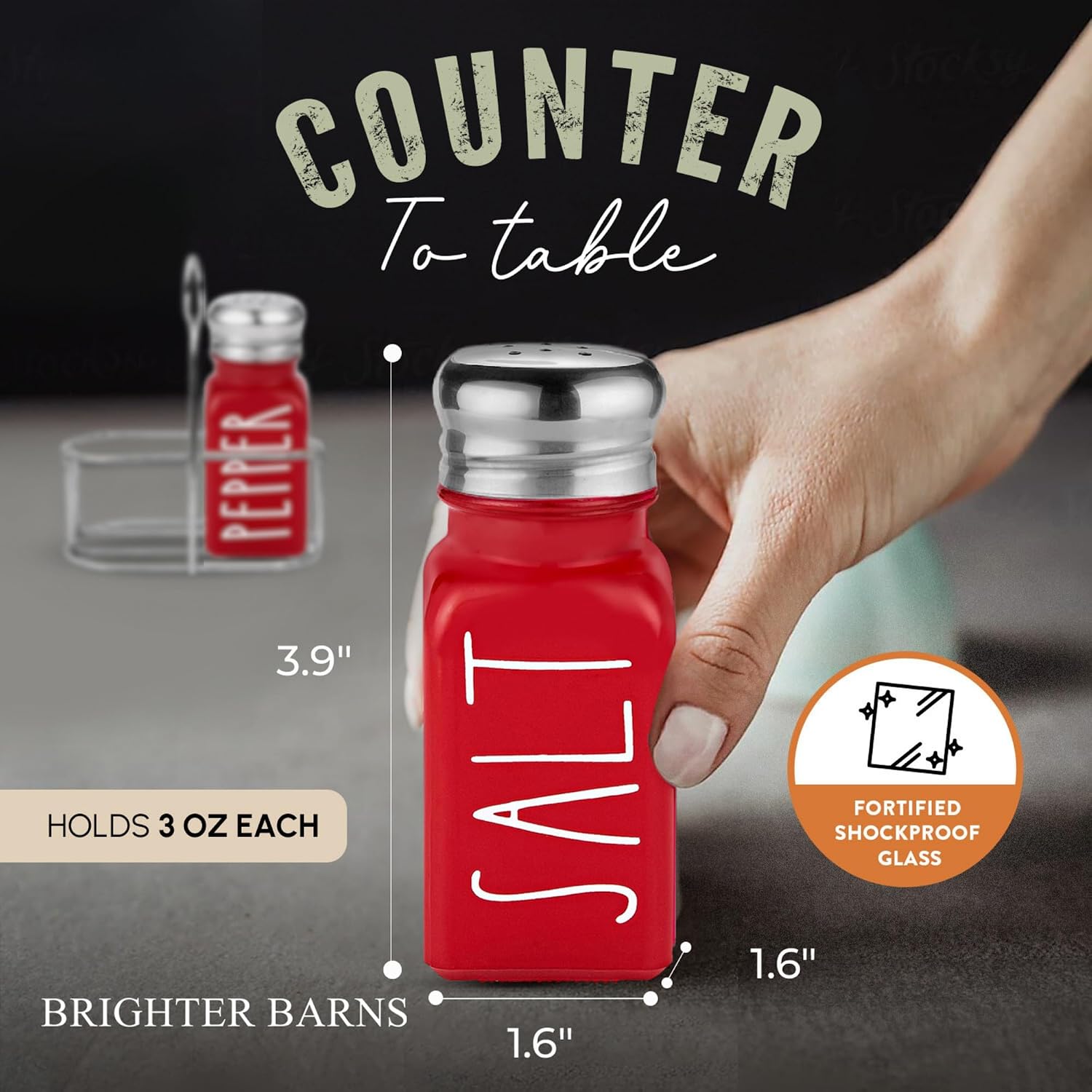 Detalle 2 de Brighter Barns Salt and Pepper Shaker Set, Glass