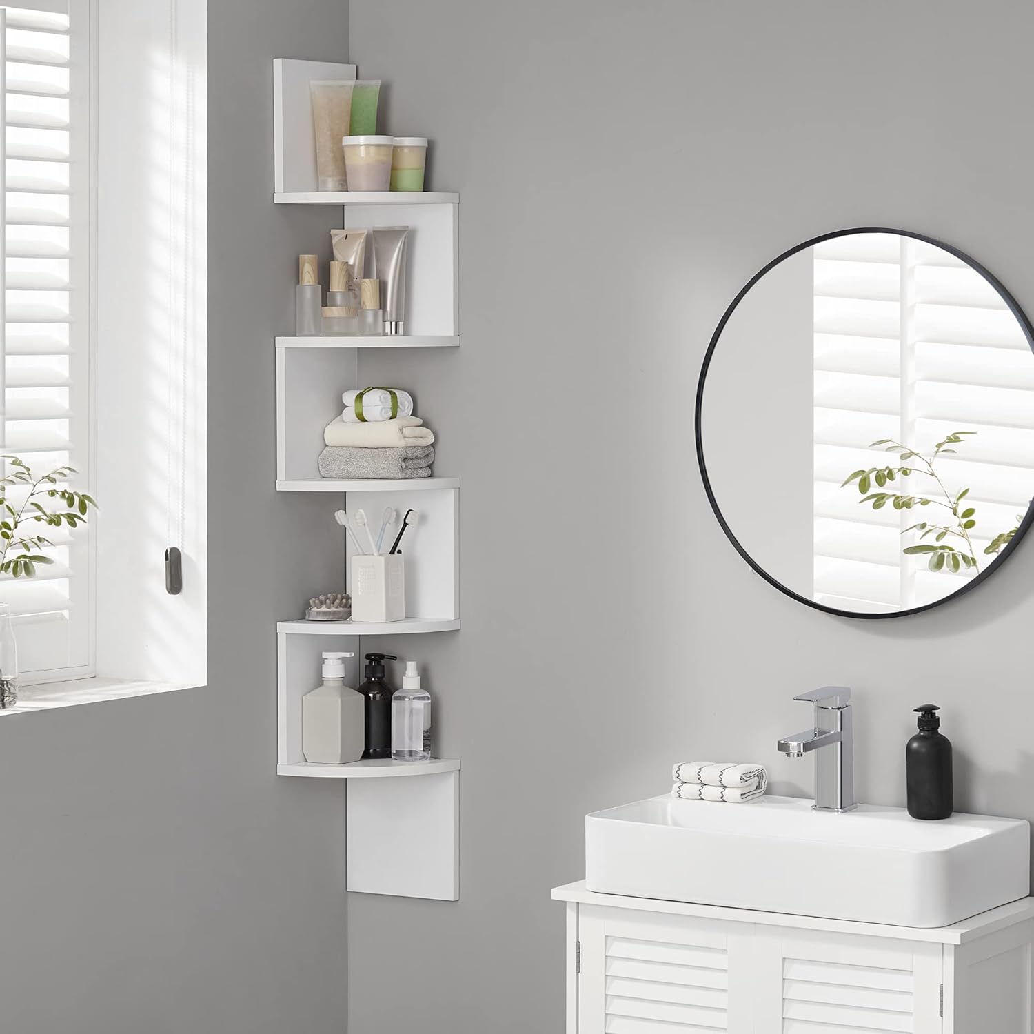 Thumbnail 4 de VASAGLE LBC72WT 5-tier corner shelf for decor