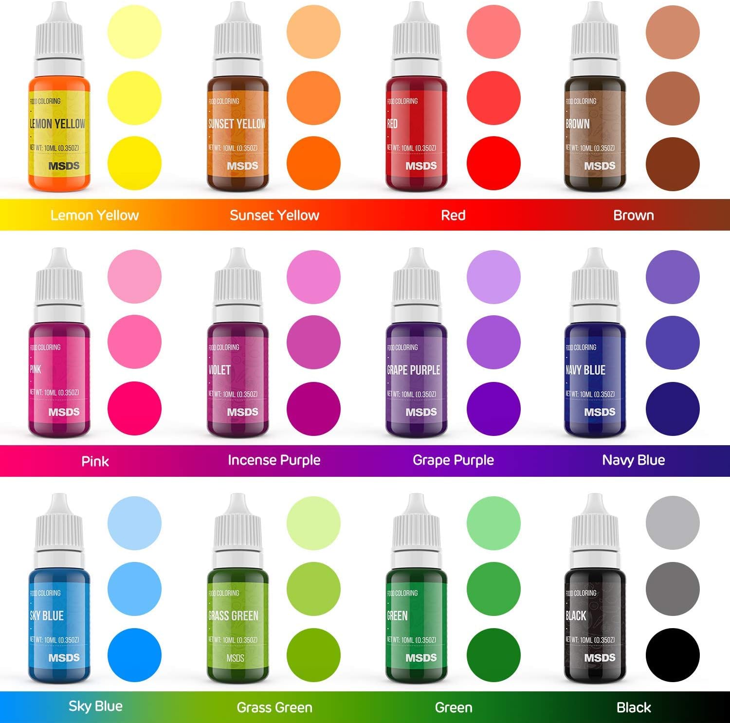Thumbnail 3 de Nomeca 12-Colour Liquid Food Colouring Set, 0.35 fl oz Bottles
