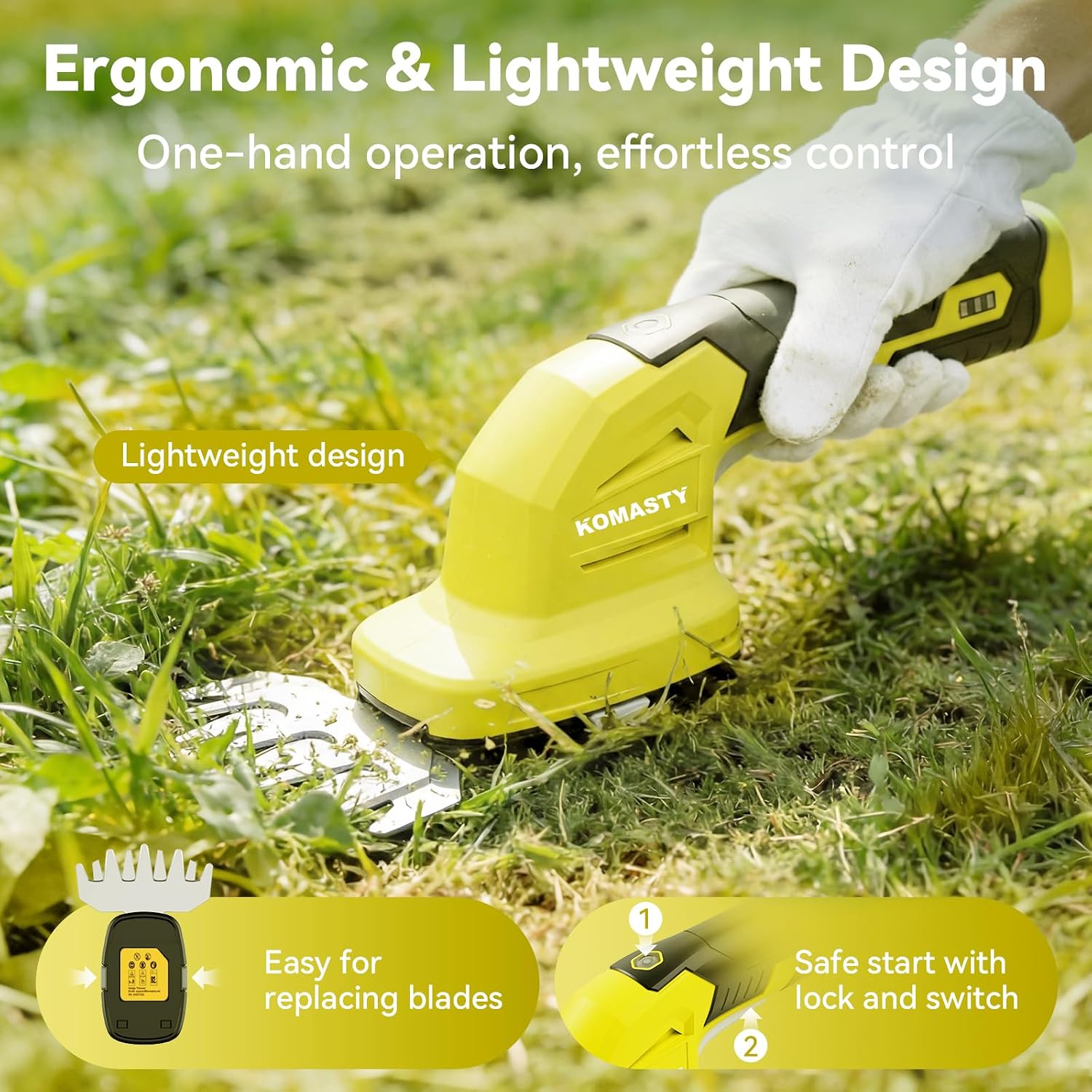 Detalle de KOMASTY 2-in-1 Hedge Trimmer: Practical All-in-One for Home Garden Care