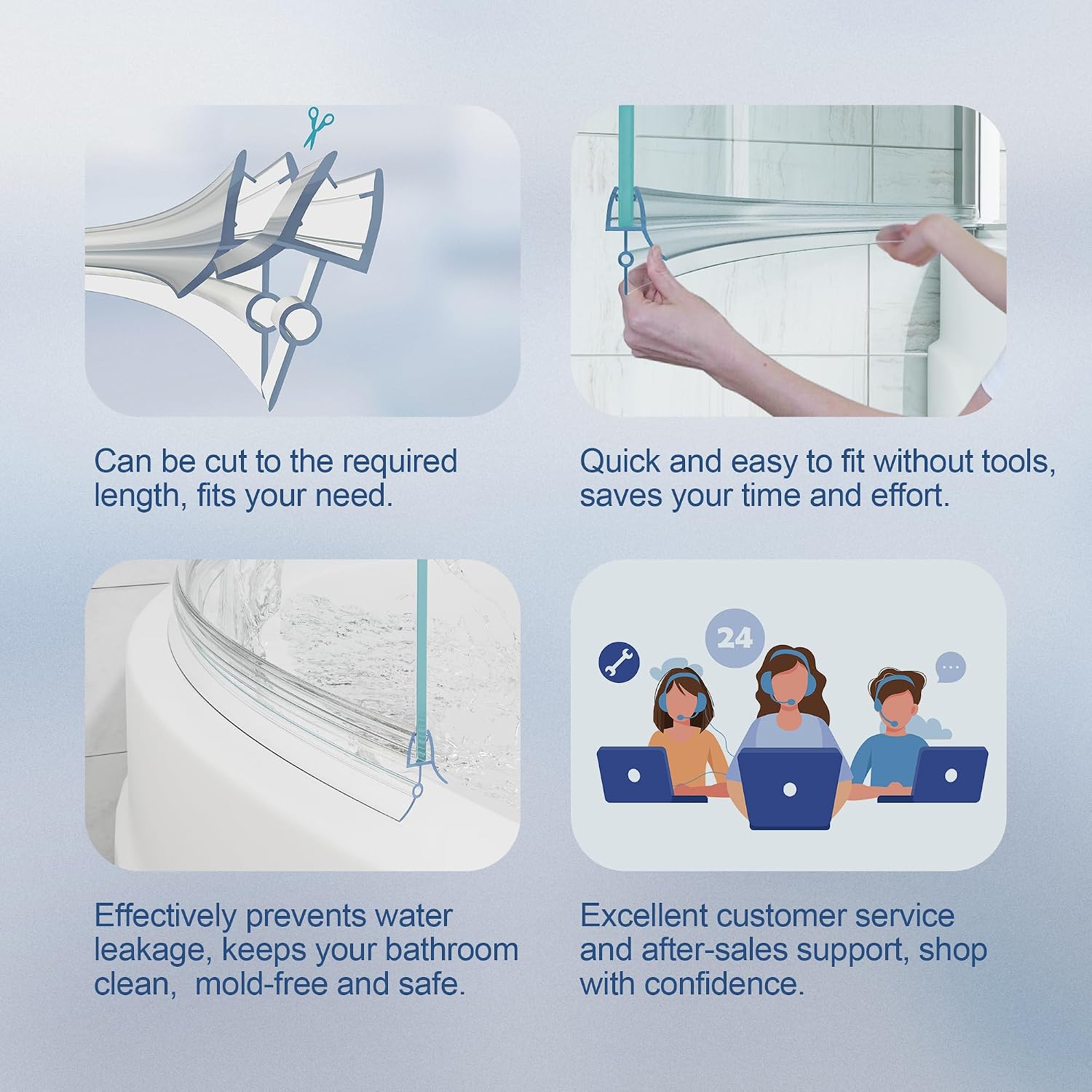 Detalle 2 de HNNHOME 870mm Pre-Curve Bath Shower Screen Seal Strip