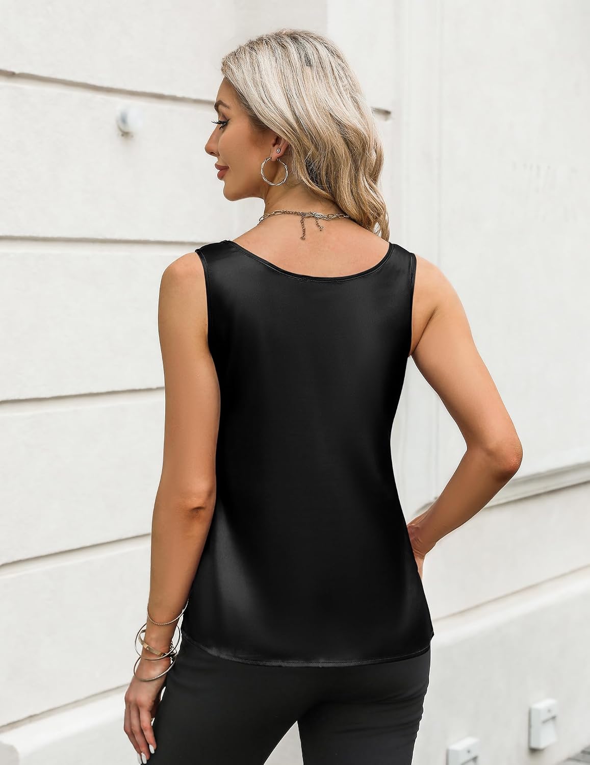 Detalle 2 de Zeagoo Silk Satin Tank Top 2026 Scoop Neck