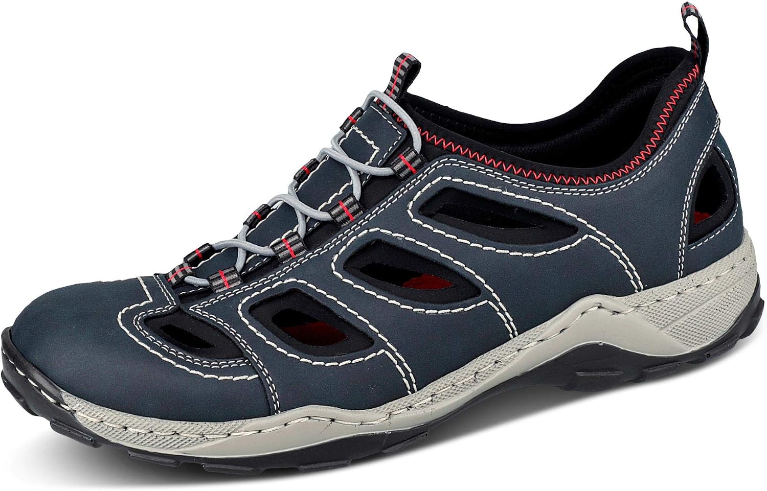 Detalle de Rieker Herren Slip-On Sneaker 08065 – zeitloses Trekkingdesign, bequem und unkompliziert