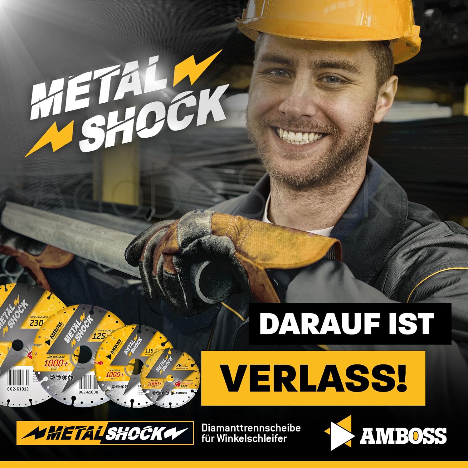 Detalle de Amboss Diamant Trennscheibe Metal Shock 115 x 1,8 x 22,23 mm – für Metall, Stahl und Inox