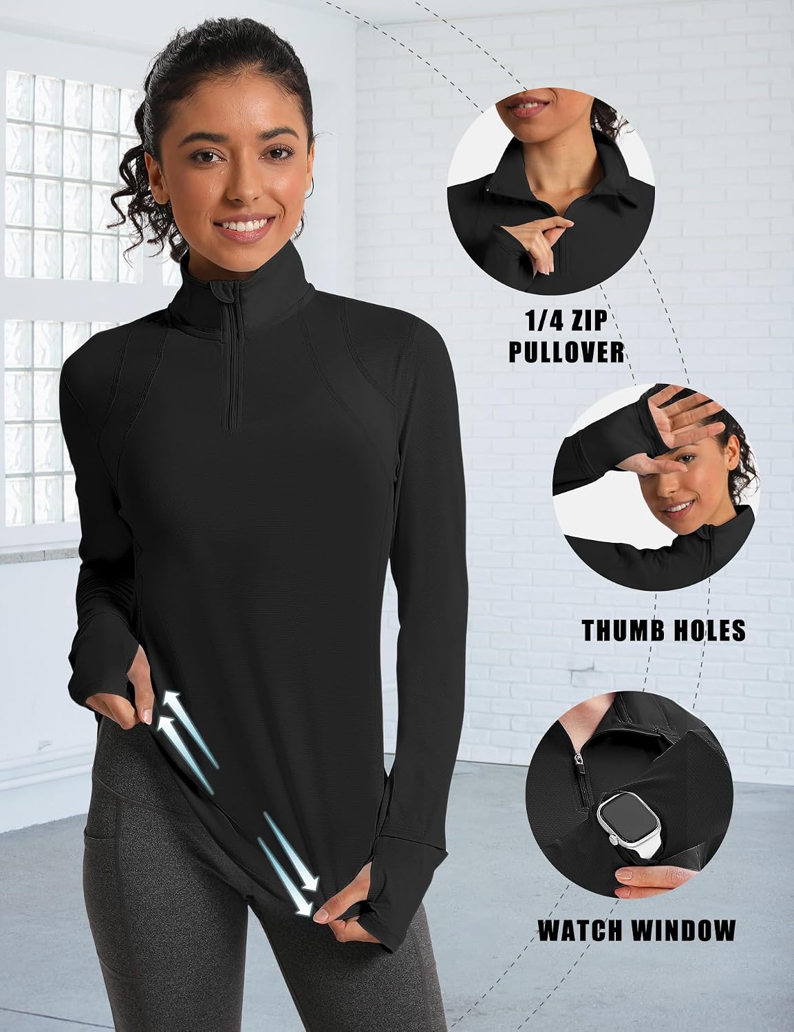 Detalle de IECCP Women’s Long Sleeve Golf Shirt 1/4 Zip with UPF 50+ Sun Protection