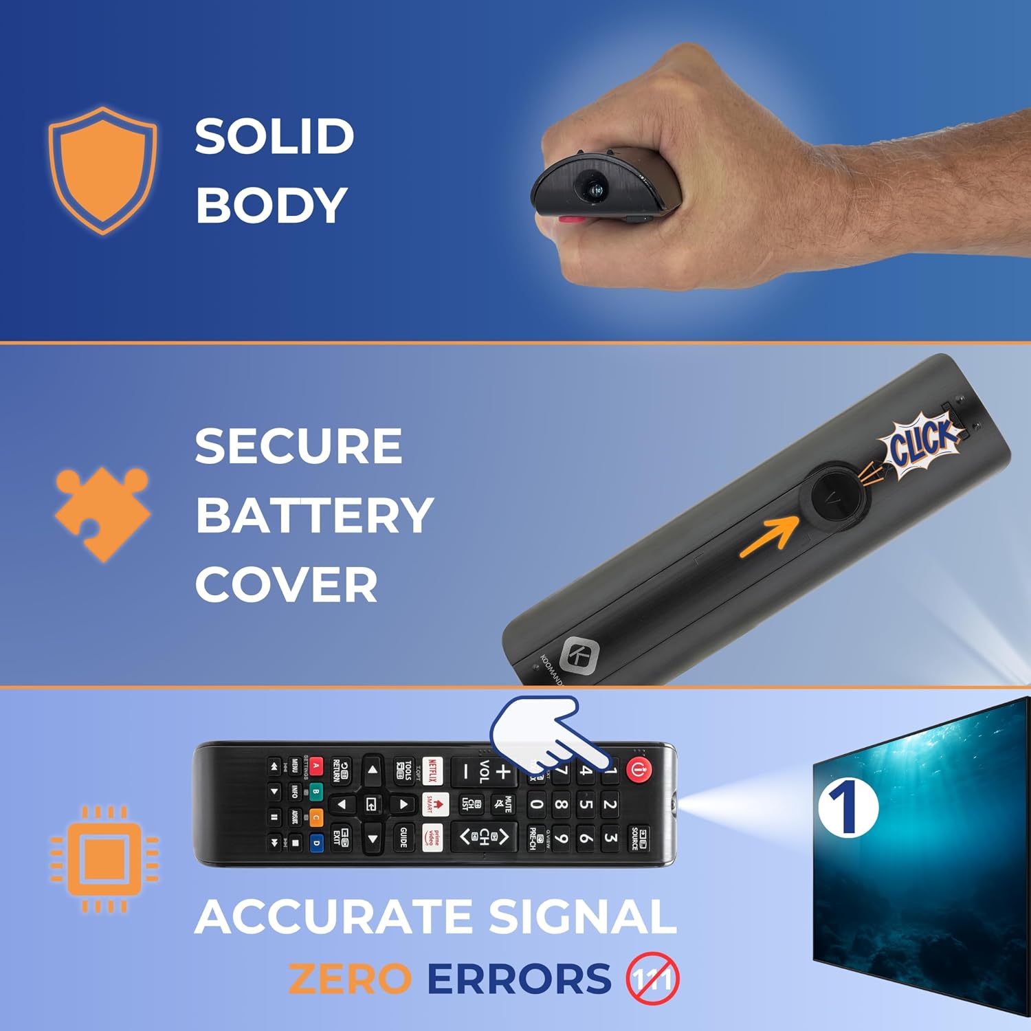 Detalle de Koomando Universal Remote for Samsung TVs (AA59 / BN59 Series) – Ready to Use, with Netflix & Prime Video quick keys