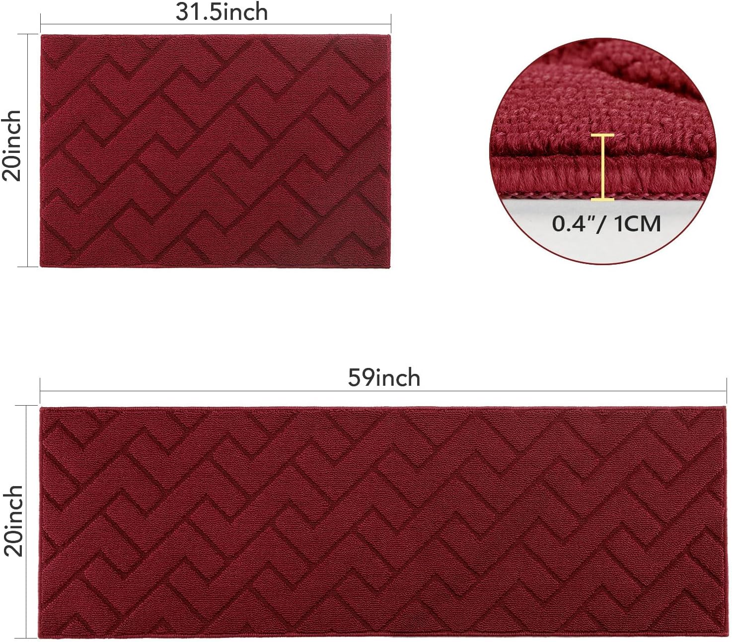 Thumbnail 1 de Hicorfe Kitchen Mat Set, 20 x 48 in