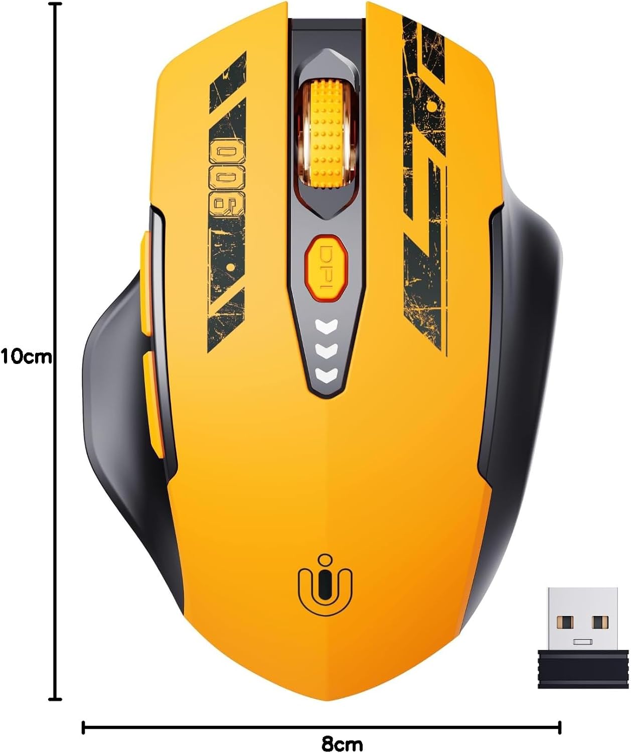 Thumbnail 6 de Uineer YU-U6P trådlös mus, gul, med batteriindikator och 4 DPI-lägen
