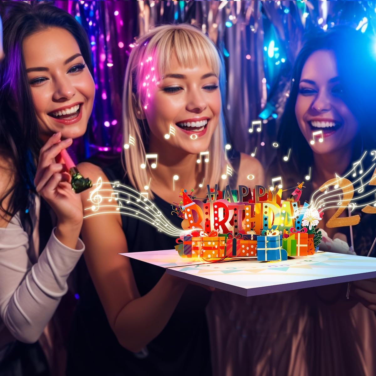 Thumbnail 6 de CNLITHEKA 3D Musical Birthday Cards Pop Up – Flamingo Geburtstagskarte mit Licht & Musik, mit Umschlag