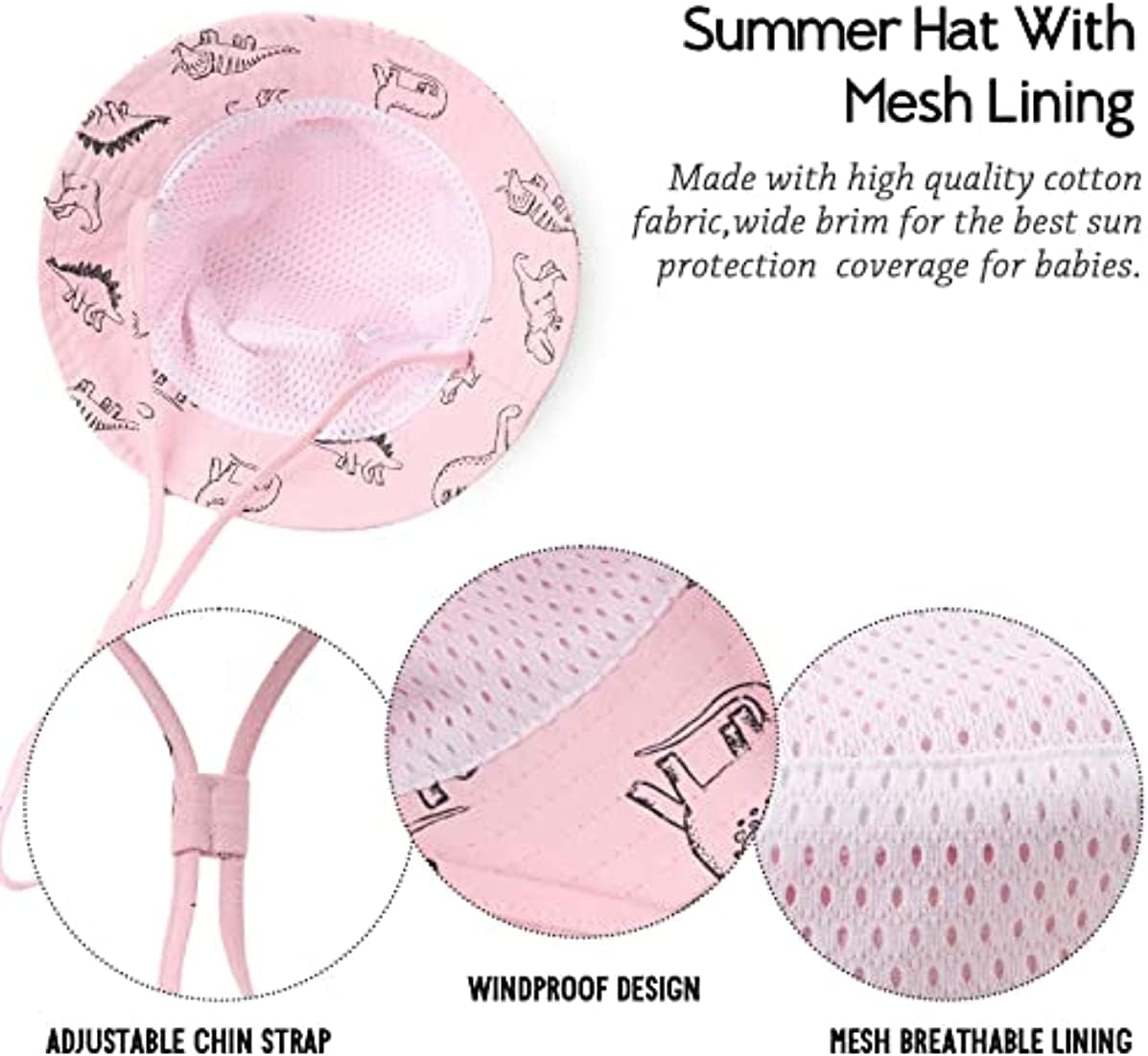 Thumbnail 5 de DRESHOW Baby Sun Hat: UPF50+ Toddler Sun Protection Bucket Hat with Chin Strap