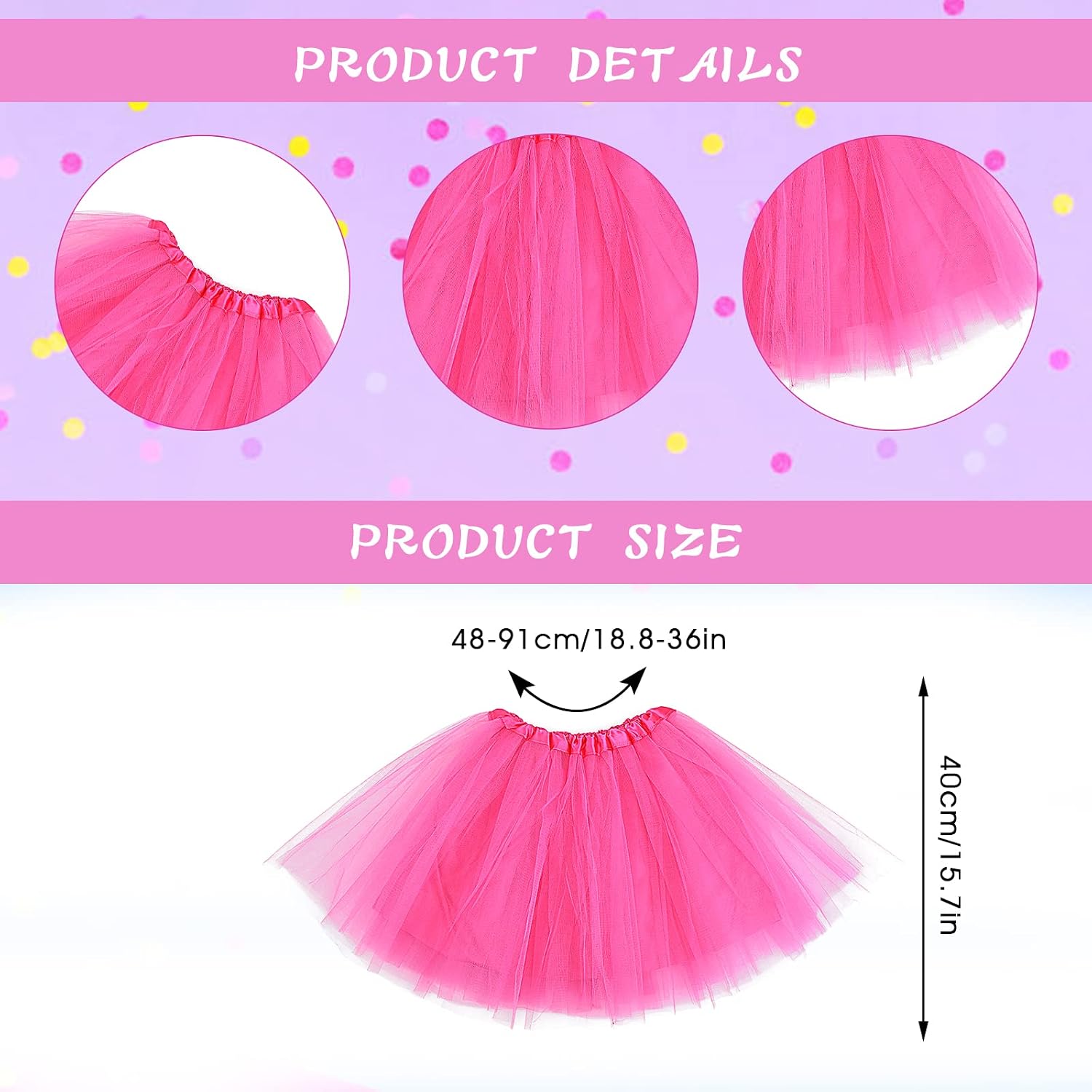 Detalle de Jupe tutu en tulle à 3 couches pour femme