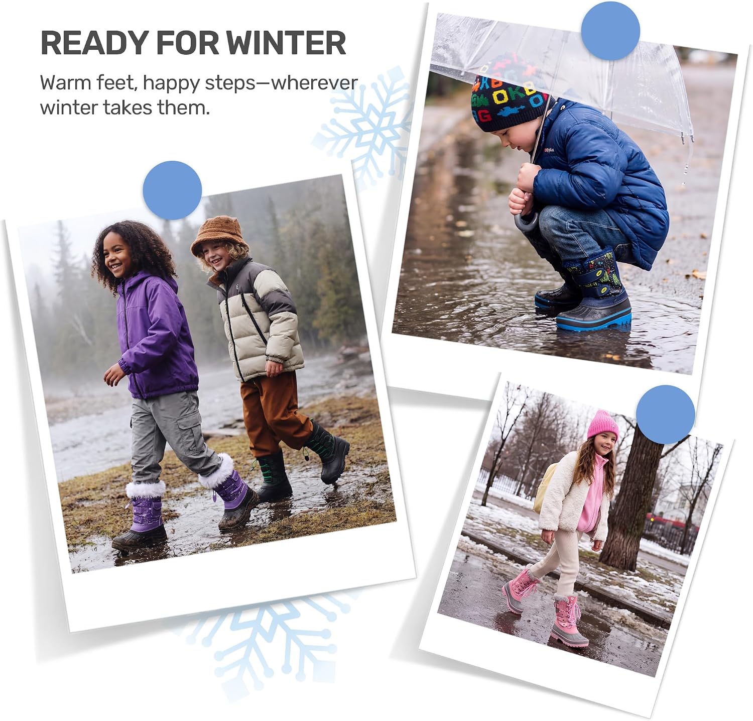 Detalle de DREAM PAIRS Kids’ Snow Boots with Faux Fur Lining
