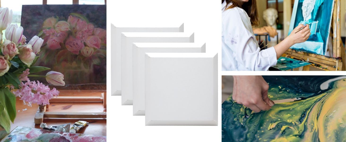 Thumbnail 6 de EXERZ 24x30cm Bevelled Edge Pre-Stretched Canvas (4 Pack) — A Ready-to-Hang Artist Canvas