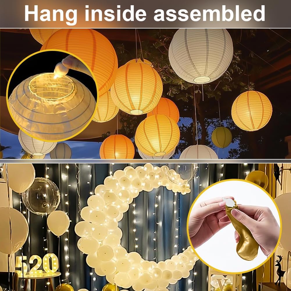 Detalle de URAQT LED-ballonglampor, 15 varmvita minilyktor med batteridrift