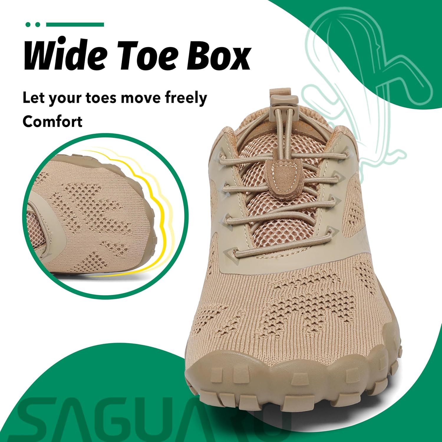 Detalle 2 de SAGUARO Chaussure Minimaliste – Homme/Femme, Marron Sépia, 44 EU