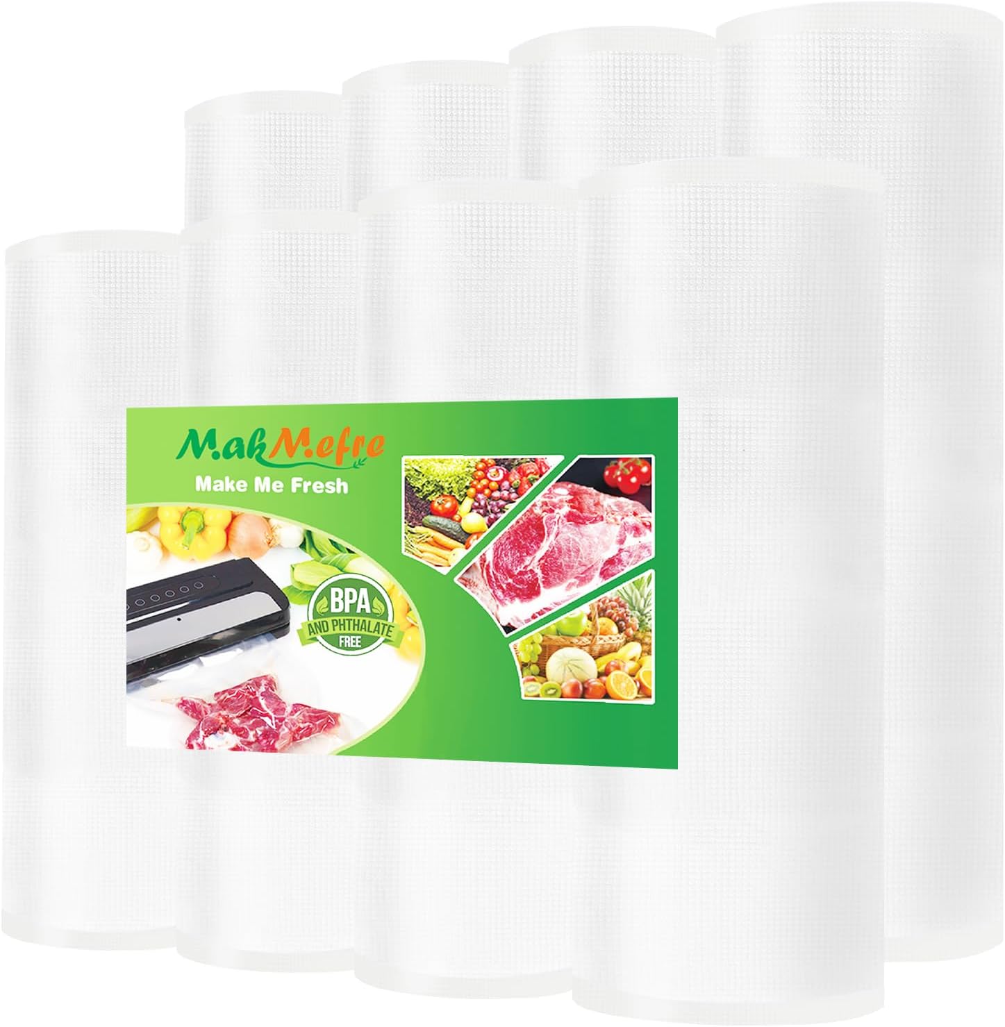 Detalle de MakMeFre 20X500cm(4Rolls)+28X500cm(4Rolls)JeRe vacuümrollen, BPA-vrij