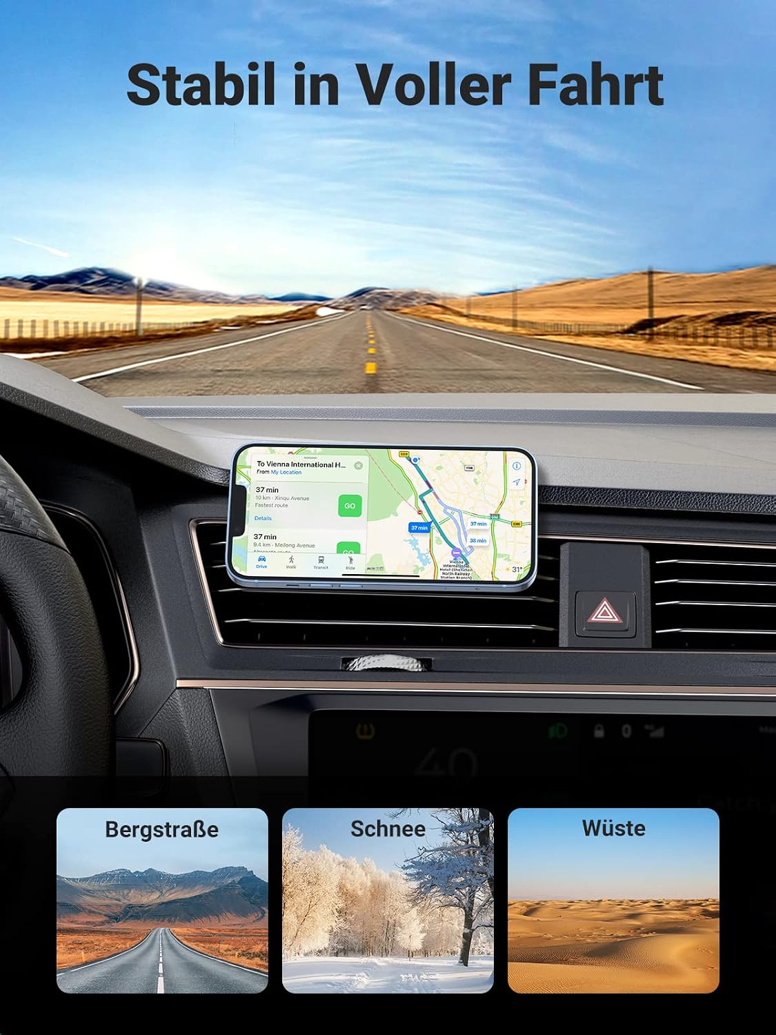 Thumbnail 2 de UGREEN Magnethalter Handy Auto KFZ – Magnetische Halterung mit 5 N52 Magneten, kompatibel mit iPhone 16/15 Pro Max/Plus, 14–13, Galaxy S23 Ultra, Mate 60 Pro und mehr