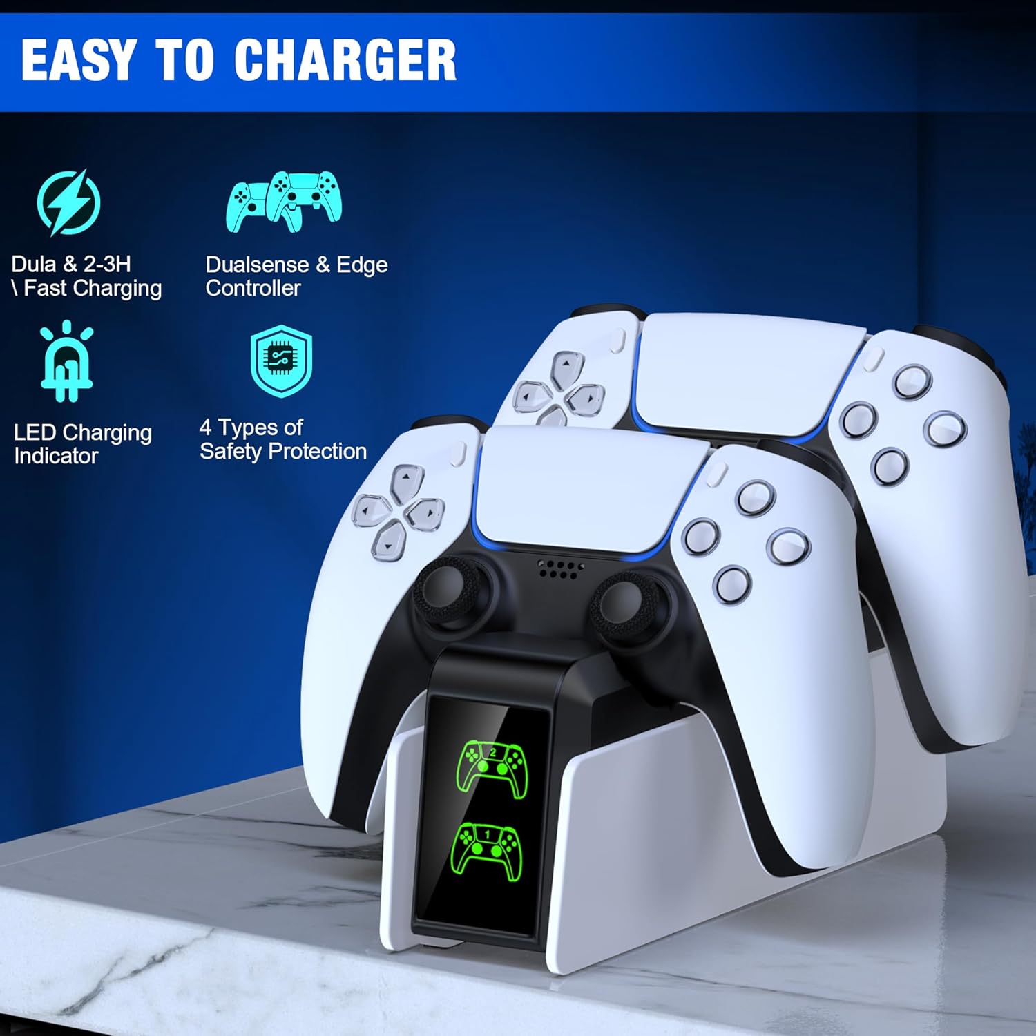 Thumbnail 6 de CoguyTech PS5 Controller Ladestation (Dual Fast Charger) für PS5 & PS5 Elite Controller mit LED-Display