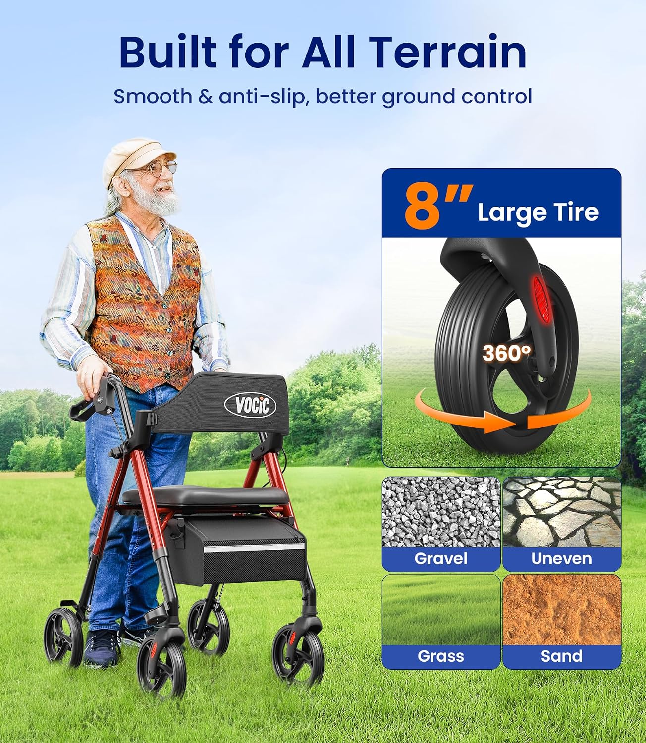 Detalle 2 de VOCIC Rollator Walker with 20cm Wheels