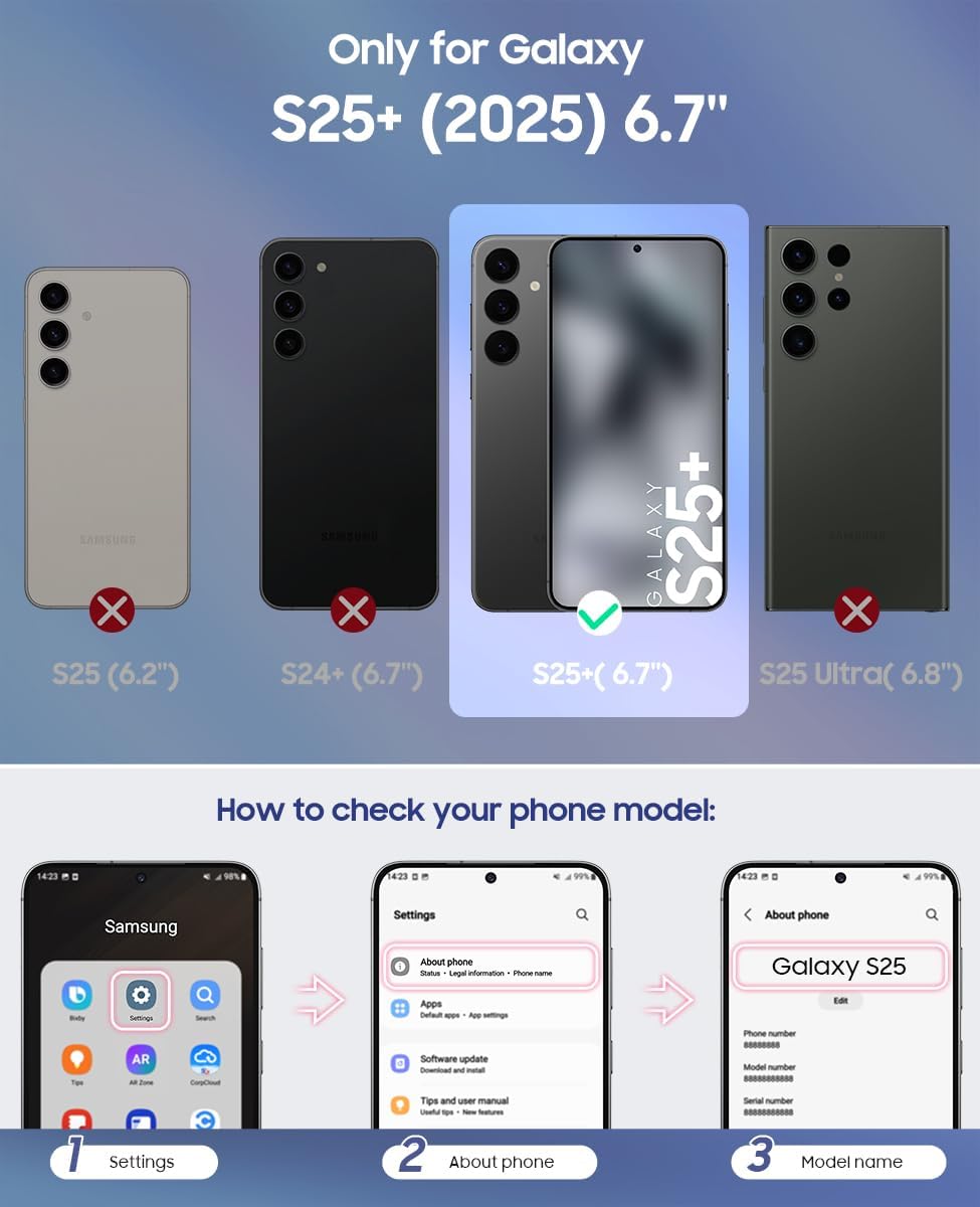 Detalle 2 de OCASE kompatible Hülle für Samsung Galaxy S25 Plus (2in1) mit abnehmbarem Magnet-Flip, Kartenfach & RFID-Schutz – dunkelviolett