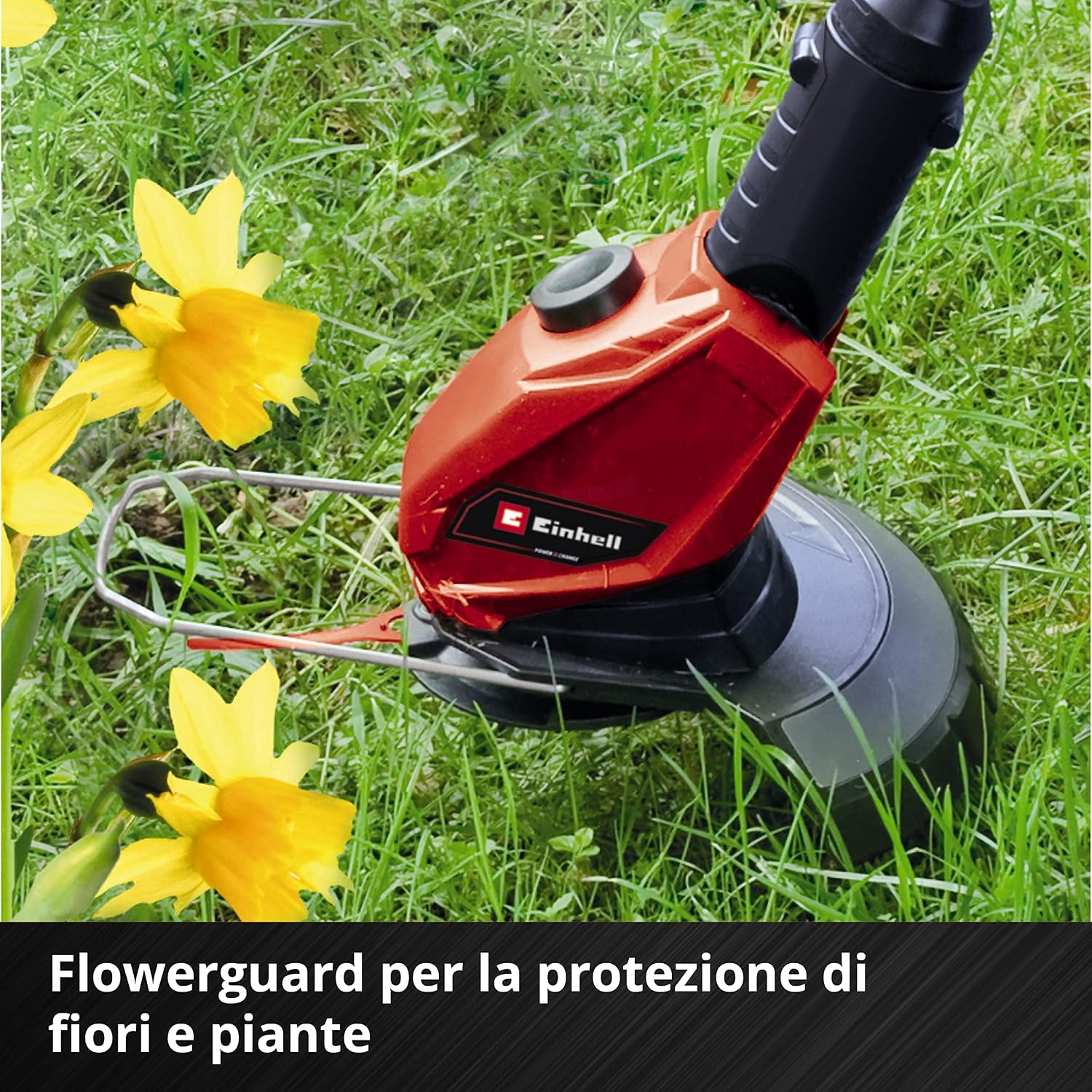 Detalle de Einhell GE-CT 18 Li Kit Power X-Change: tagliabordi a batteria con testa motore ruotabile