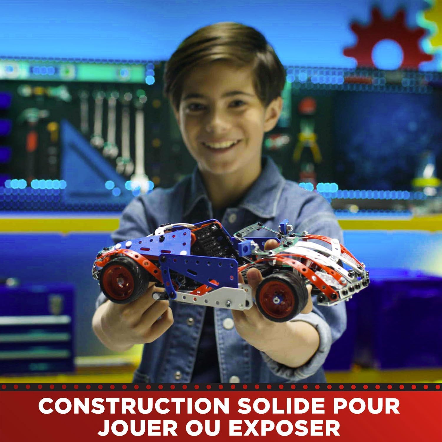 Detalle de BANDAI Meccano Mallette de Construction – Coffret 5 en 1 (437 pièces) pour véhicules, robot et Tour Eiffel