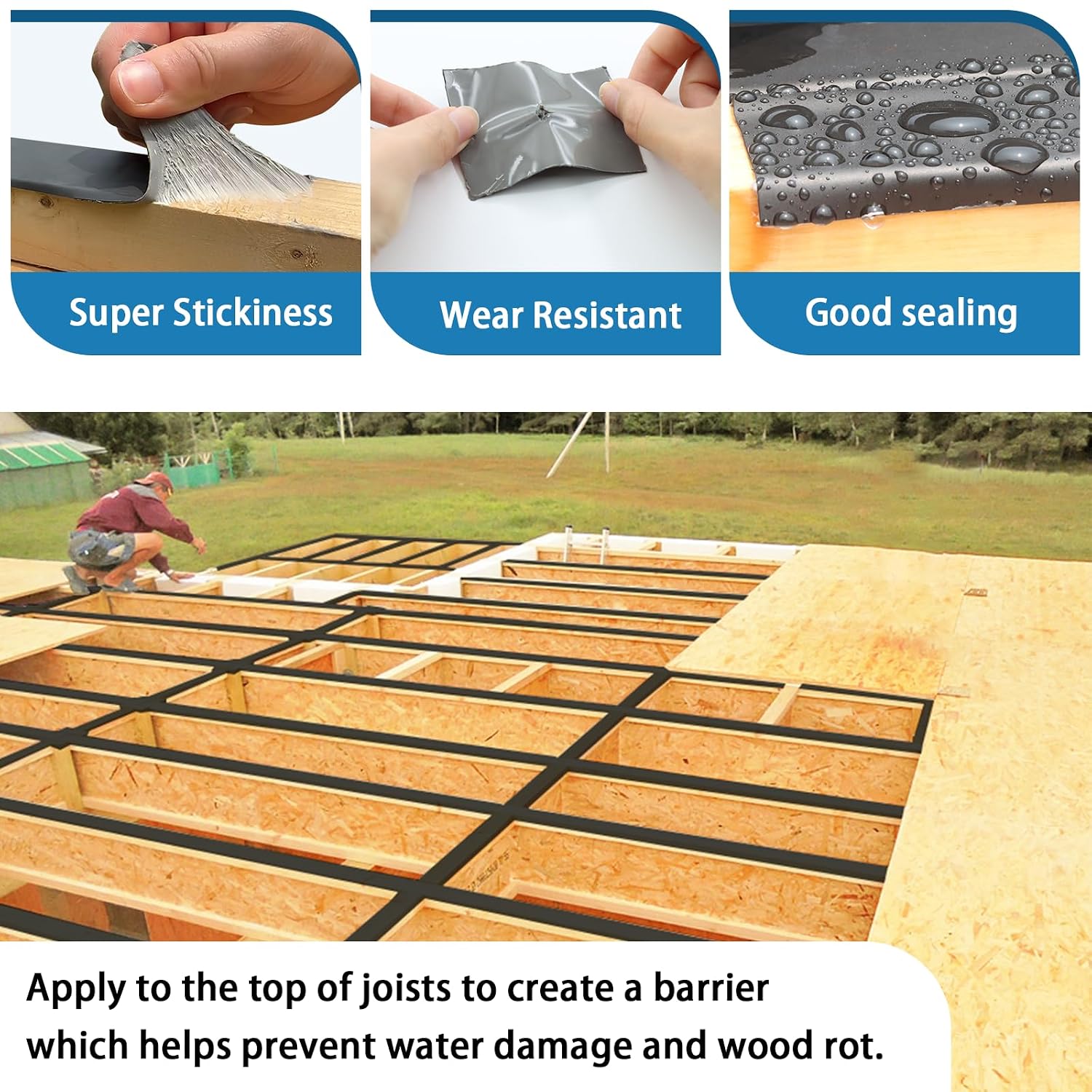 Thumbnail 5 de Heelos Deck Joist Tape 6''×50' – Weather-Resistant Butyl Decking Tape
