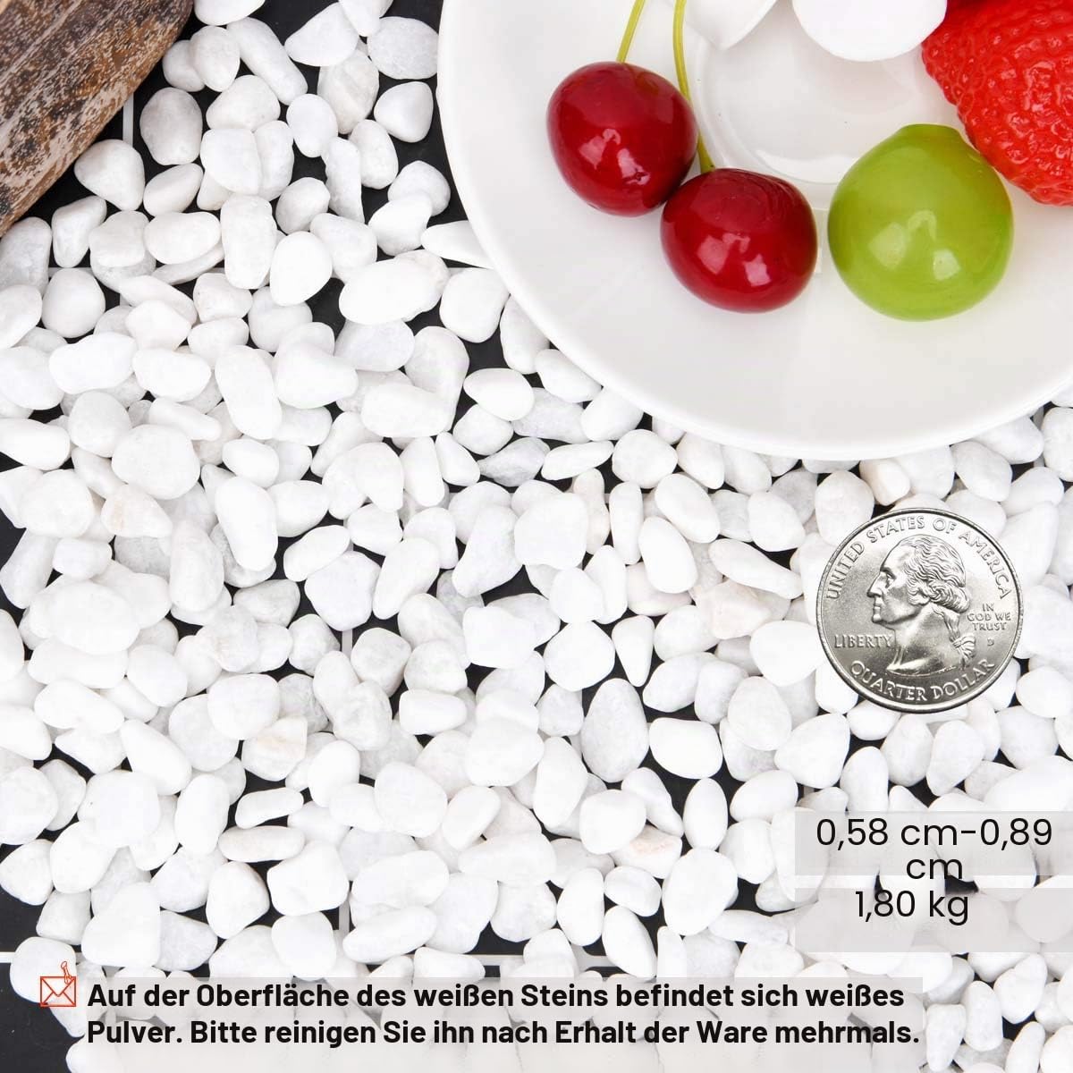 Detalle de Hisredsun Weiße Dekosteine – Natürliche Kiessteine 0,6–0,9 cm, 1,8 kg