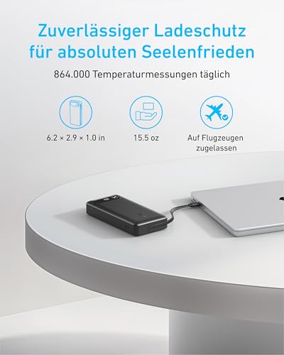 Detalle 2 de Anker Powerbank 20000mAh 87W Max mit integriertem USB-C Kabel – 3-Geräte-Ladung
