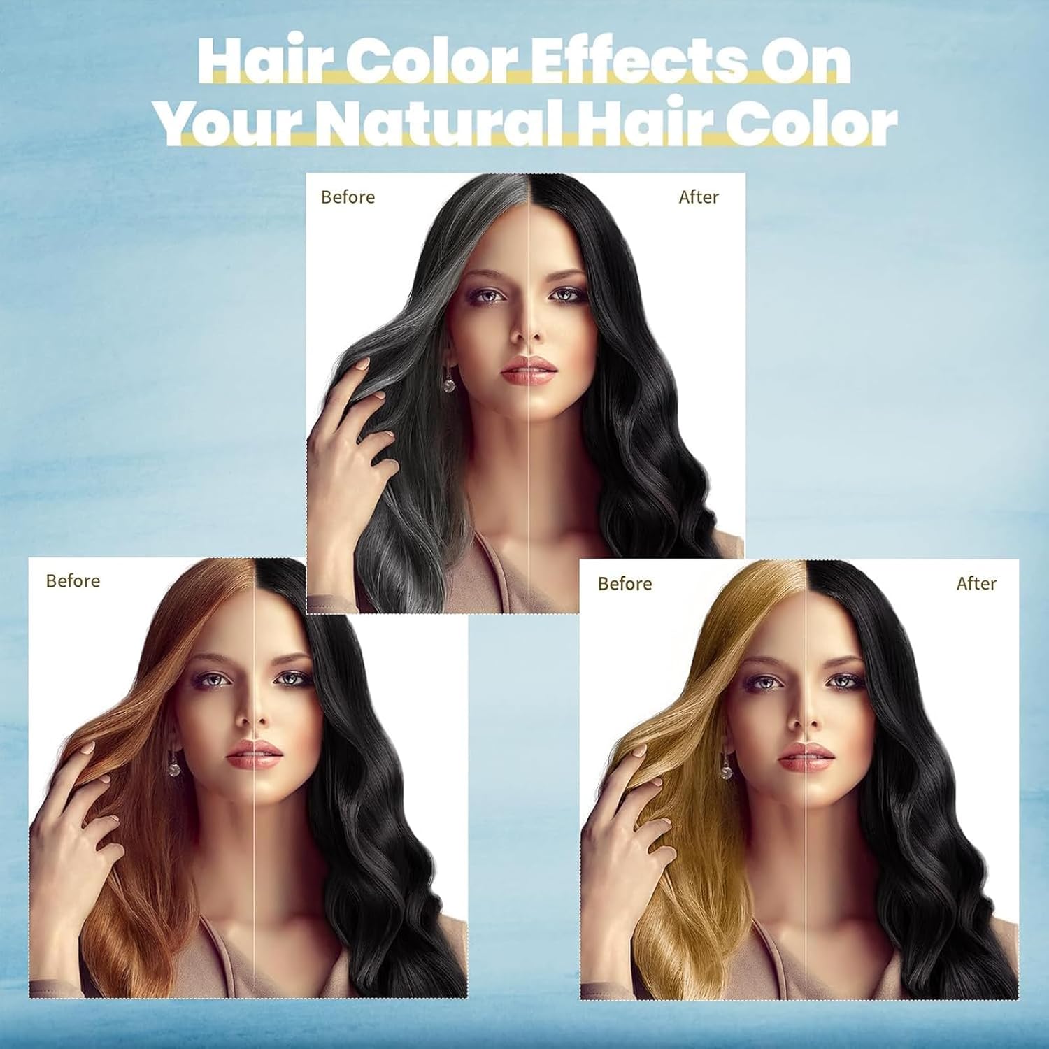 Detalle de IIIMEIDU MEIDU Black Hair Dye Shampoo 3 in 1 — Gray Coverage, Semi-Permanent Color for Color-Treated Hair