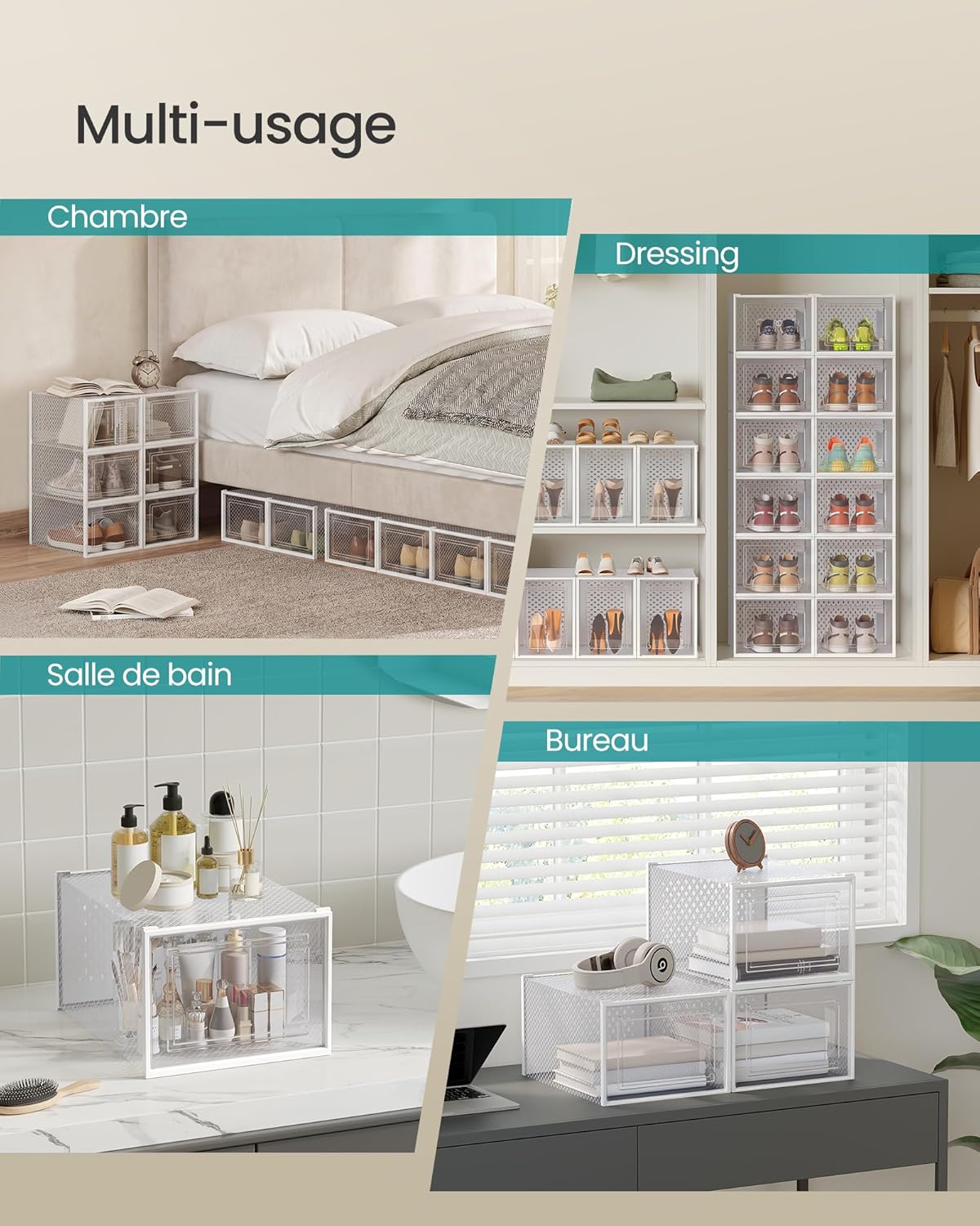 Thumbnail 5 de SONGMICS Boîtes à Chaussures Lot de 12 – Rangement transparent et pliable jusqu’à 47